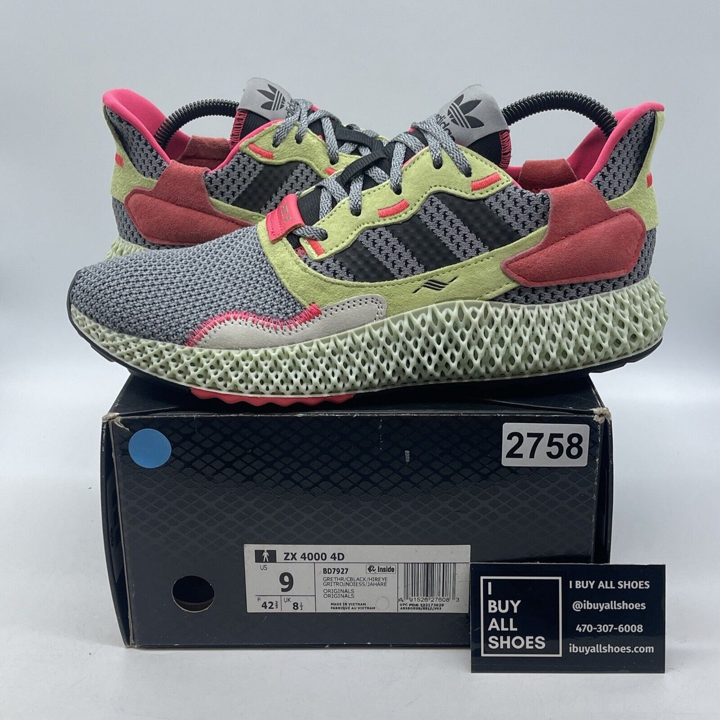 Size 9 - adidas ZX 4000 Futurecraft 4D Grey Yellow Grey Black Suede (BD7927)
