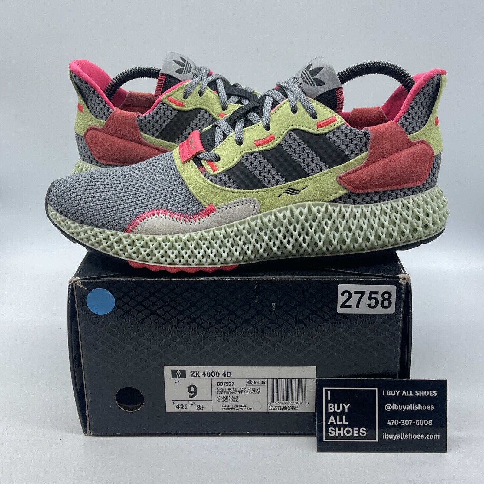 Size 9 - adidas ZX 4000 Futurecraft 4D Grey Yellow Grey Black Suede (BD7927)