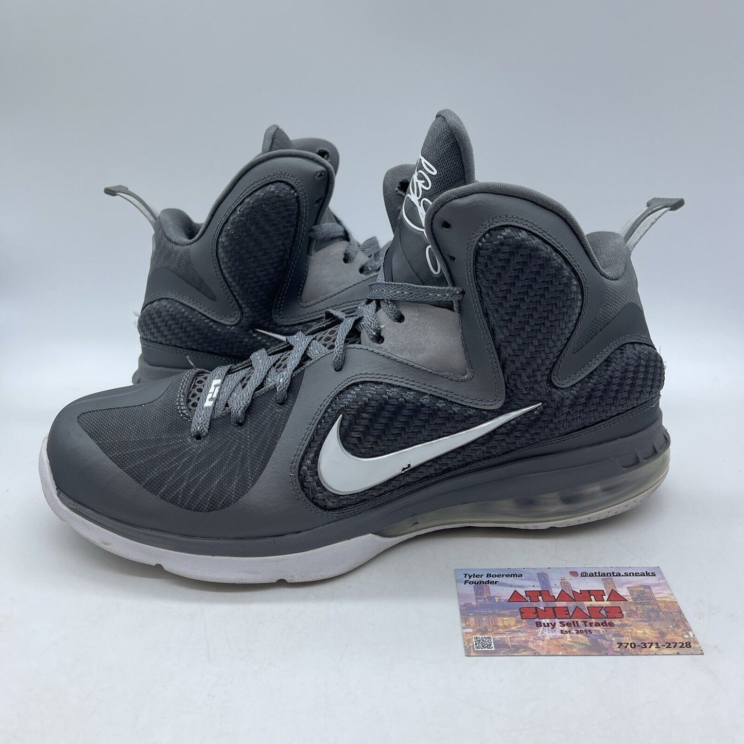 Size 11 - Nike LeBron 9 Cool Grey White Silver Suede Leather (469764-007)
