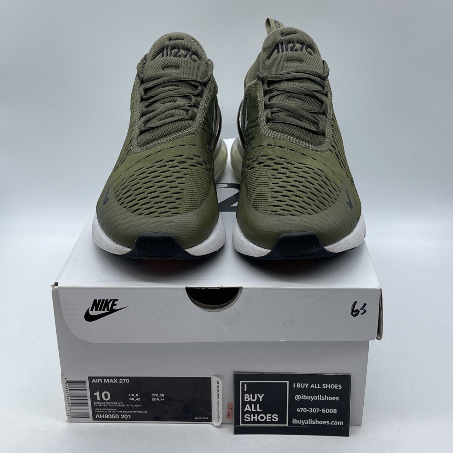 Size 10 - Nike Air Max 270 Medium Olive Green Black Suede Leather (AH8050-201)