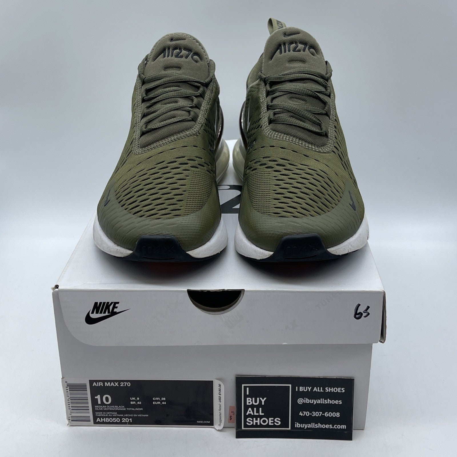 Size 10 - Nike Air Max 270 Medium Olive Green Black Suede Leather (AH8050-201)
