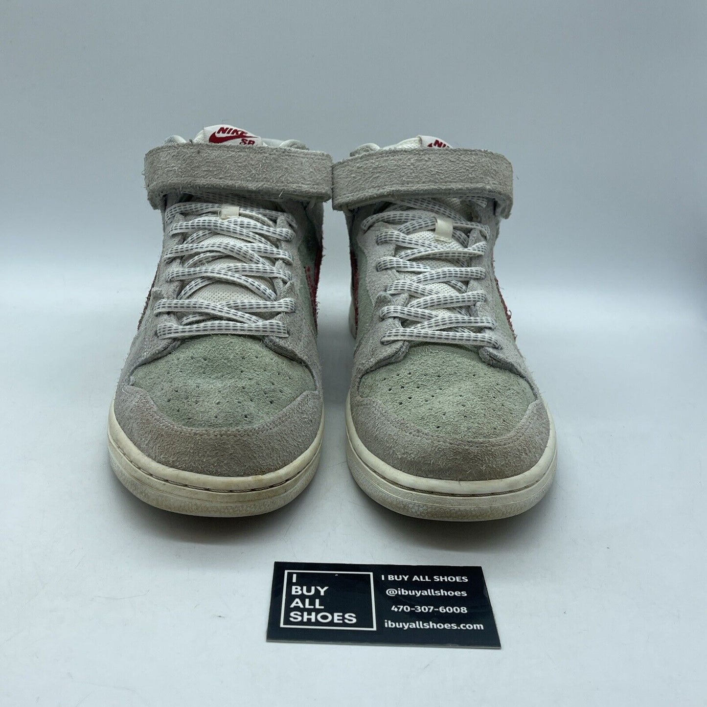 Size 12 - Nike SB Dunk Mid White Widow Red Grey Suede (AQ2207-163)