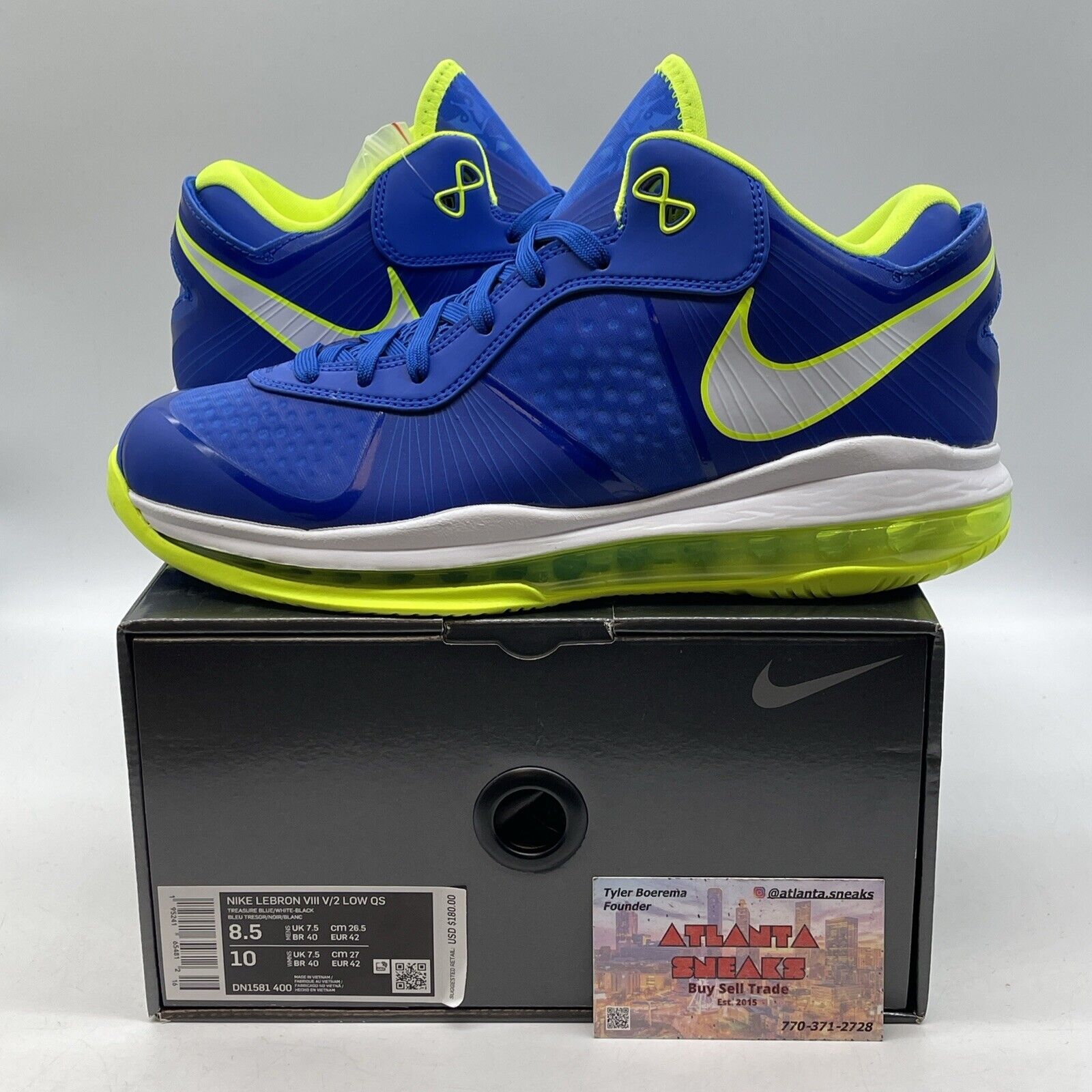 Size 8.5 - Nike LeBron 8 V/2 2021 Low Sprite Blue Neon Yellow (DN1581-400)