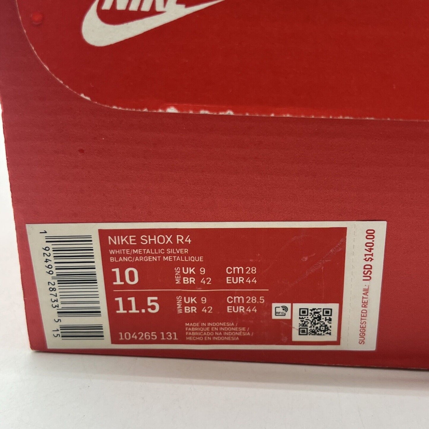 Size 10 - Nike Shox R4 White Metallic (104265-131)