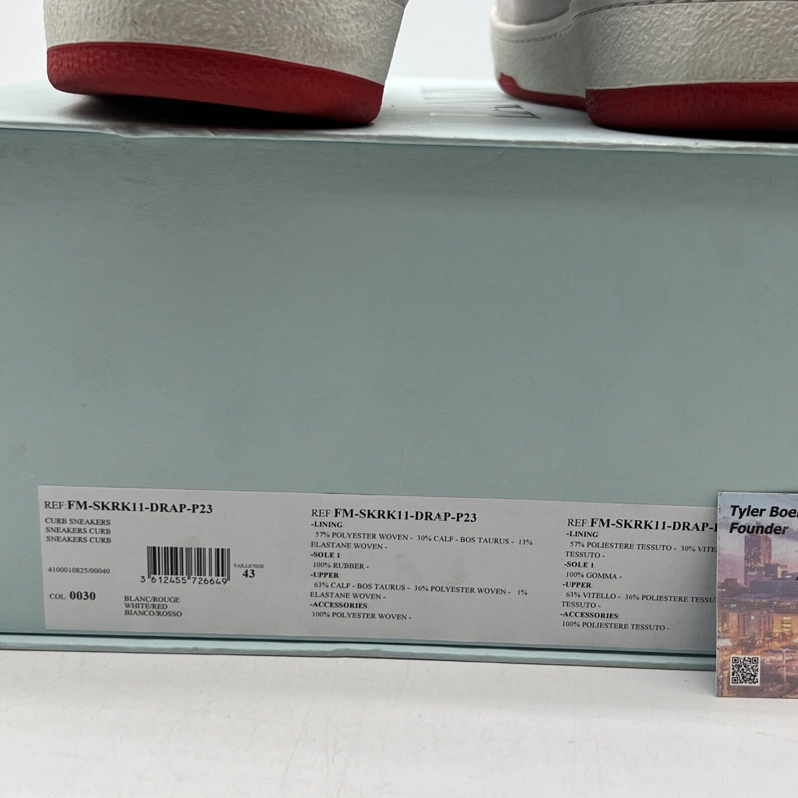 Size 10 - Lanvin Wmns Curb Sneakers White Red (FM-SKRK11-DRAP-P23)