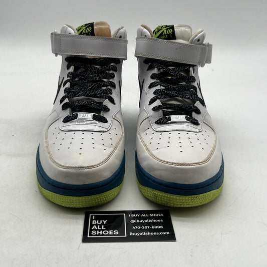 Size 11 - Nike Air Force 1 '07 Mid White Abyss Volt (315123-123)