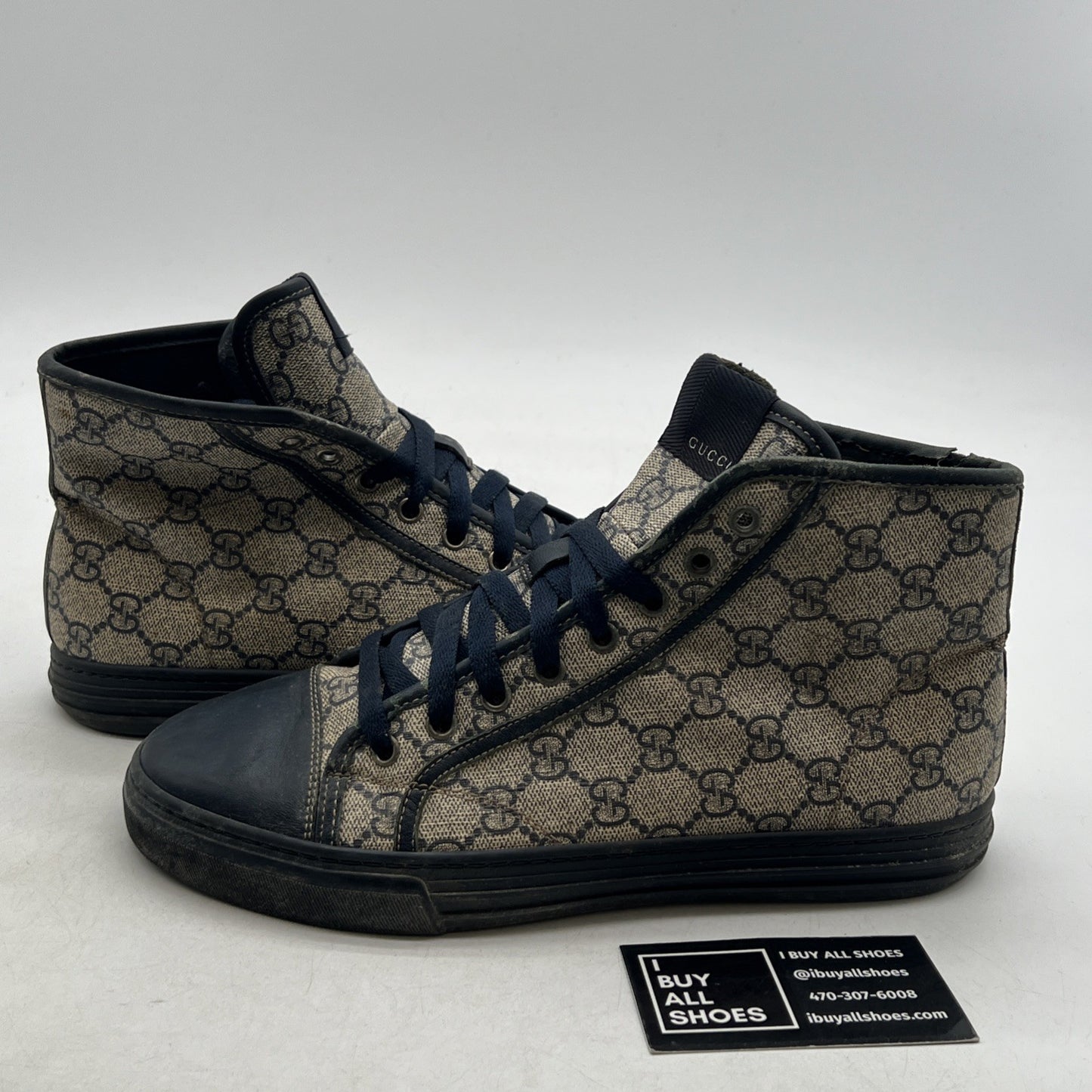 Size 6G - Gucci Shoes Sneakers Men High Top Navy Blue