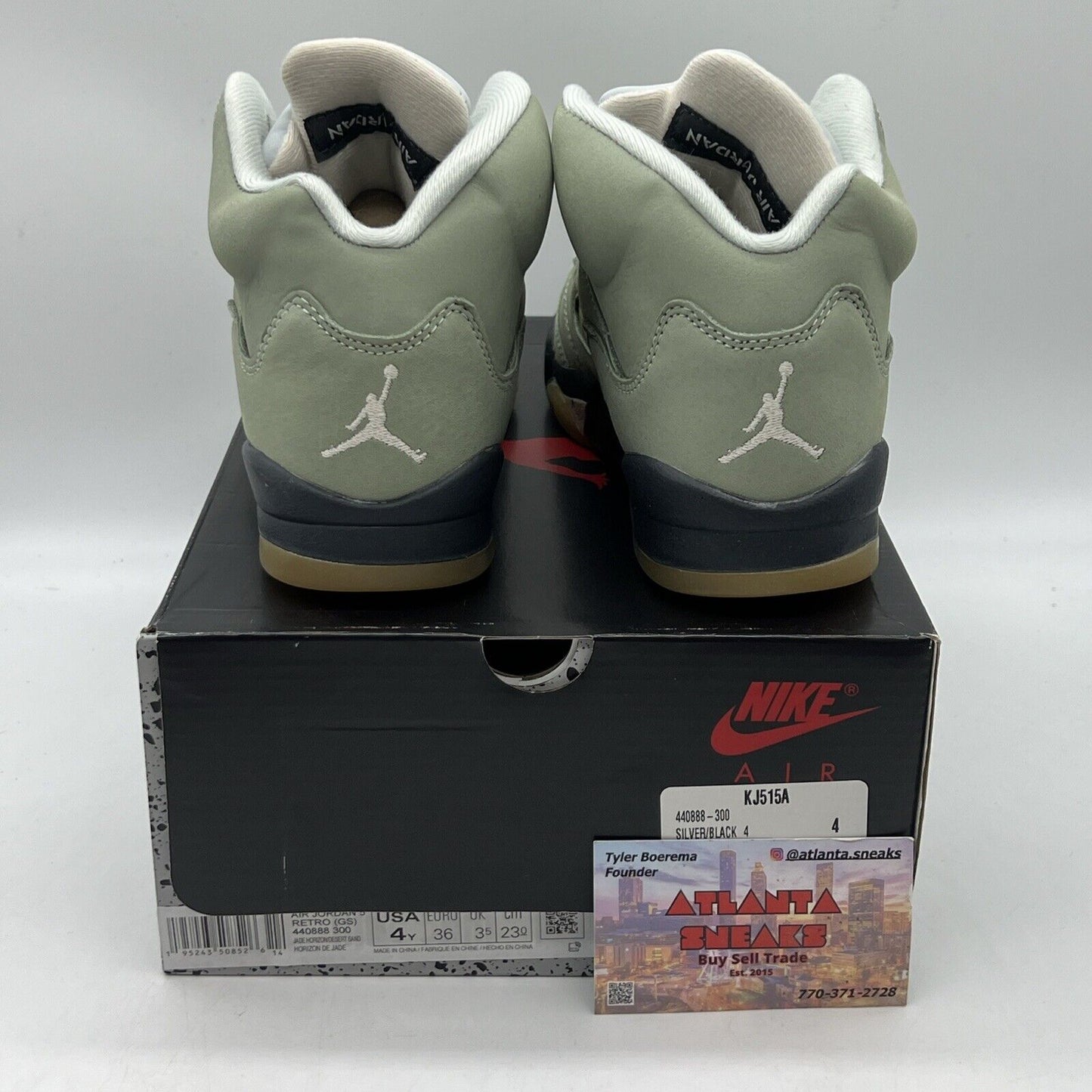 Size 4Y - Jordan 5 JADE HORIZON 2022 Brand New Og All Grey Suede  Desert Sand