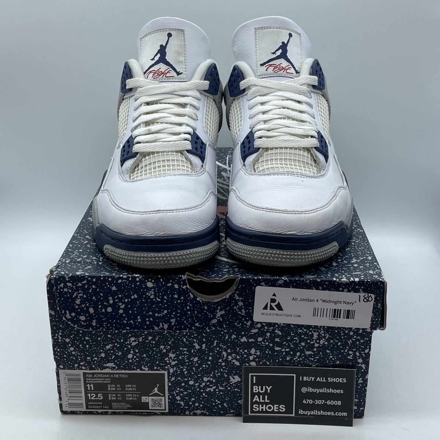 Size 11 - Jordan 4 Retro Mid Midnight Navy White Leather (DH6927-140)