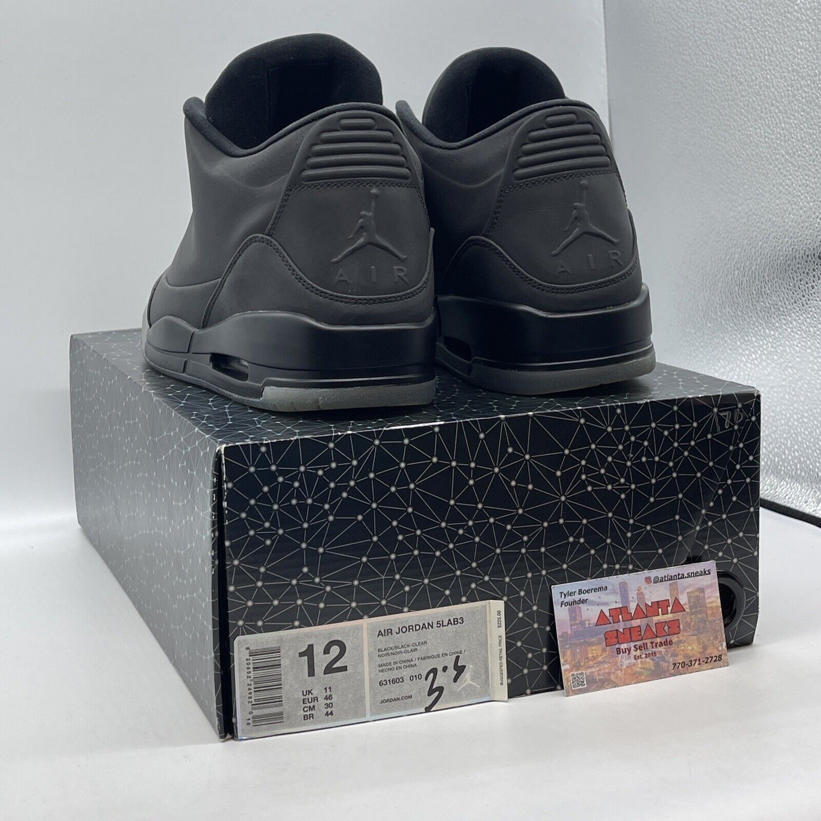 Size 12 - Air Jordan 3 5Lab3 Reflective Black Leather (631603-010)