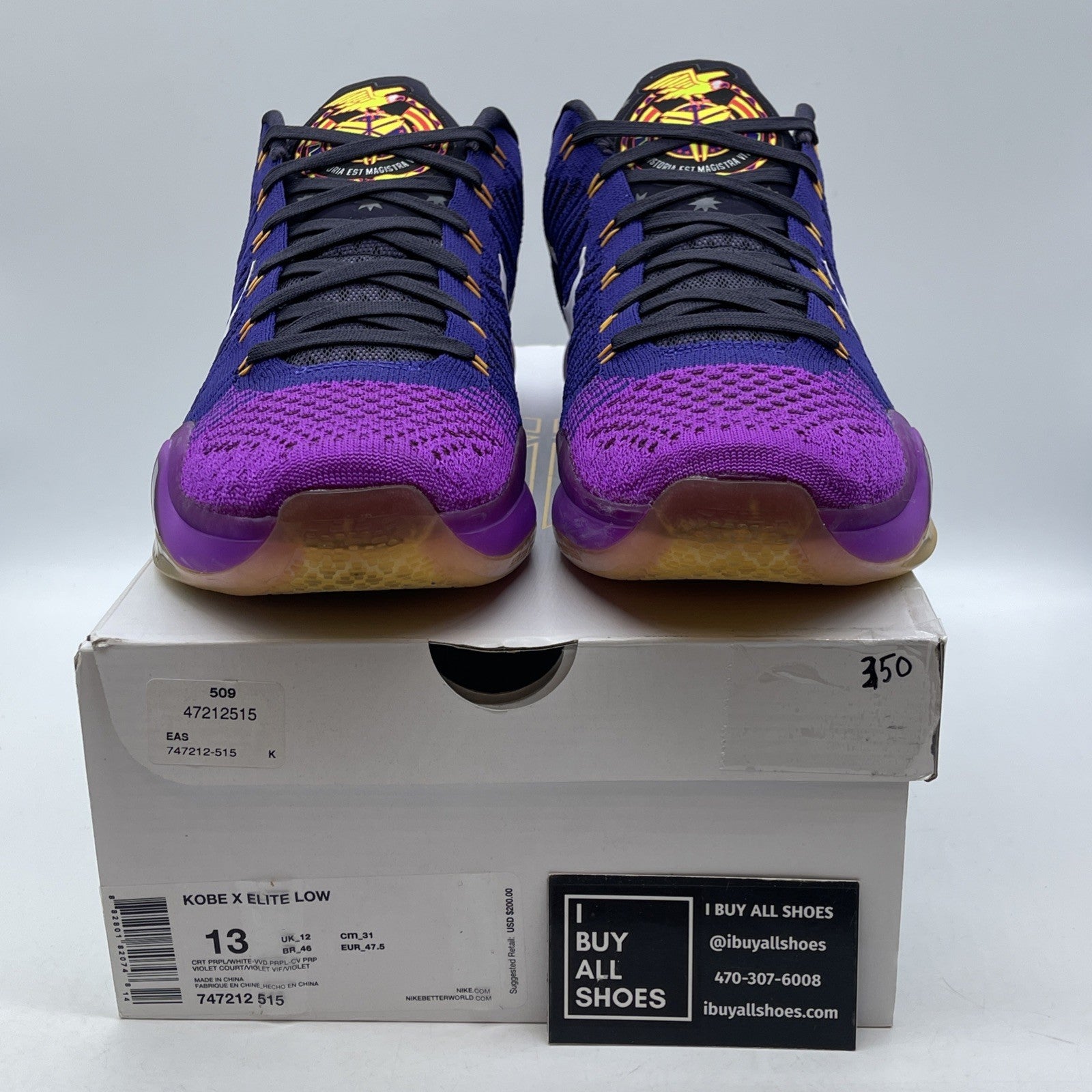 Size 13 - Nike Kobe 10 Elite Draft Pick White Purple Suede (747212-515)