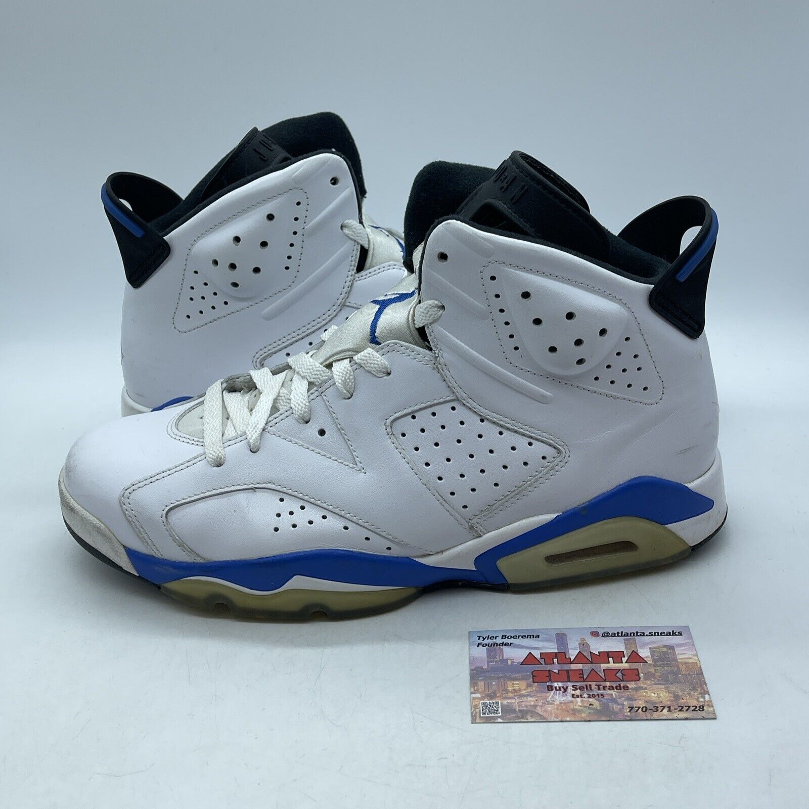 Size 10.5 - Air Jordan 6 Retro 2014 Sport Blue White Leather (384664-107)