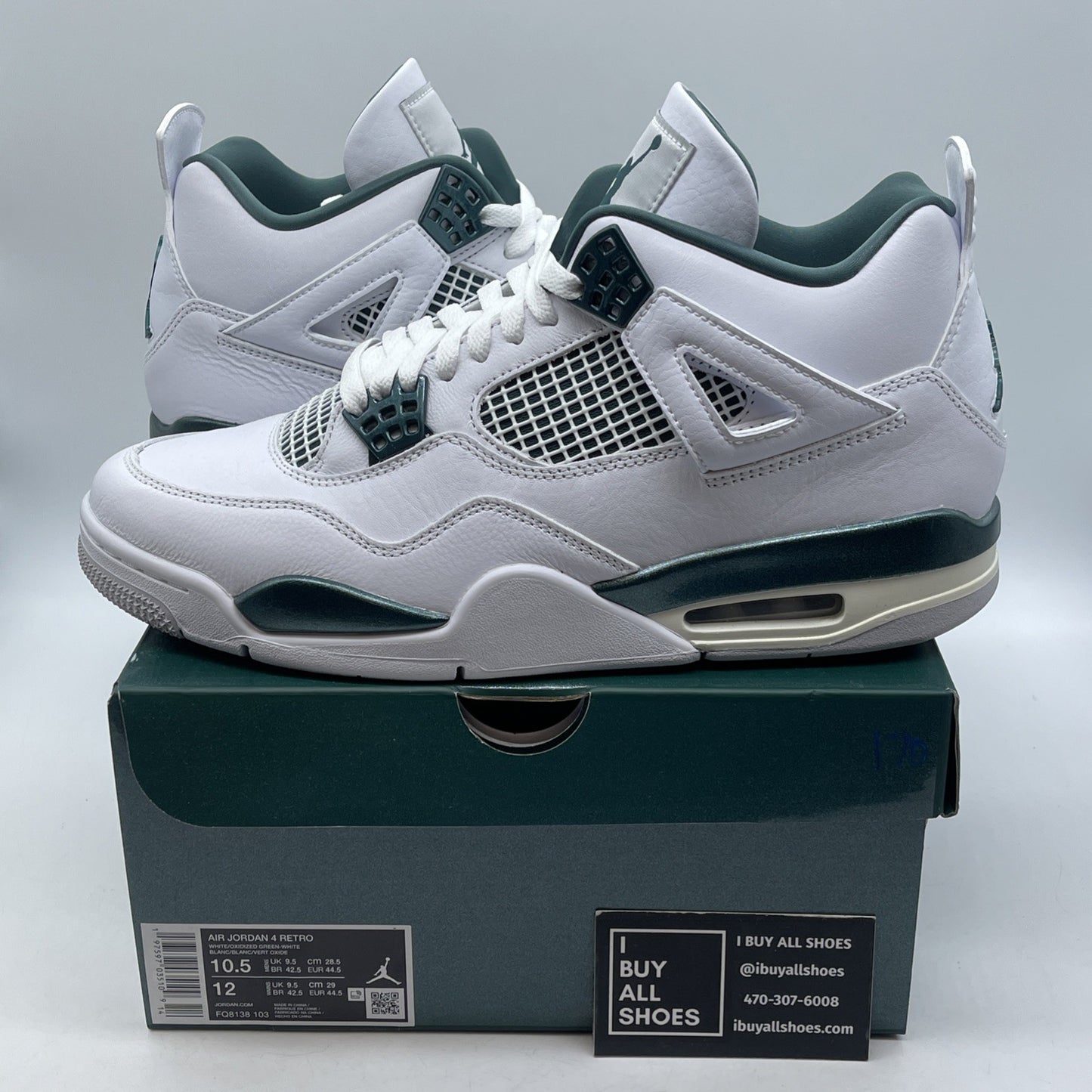 Size 10.5 - Air Jordan 4 Retro Oxidized Green White Leather (FQ8138-103)