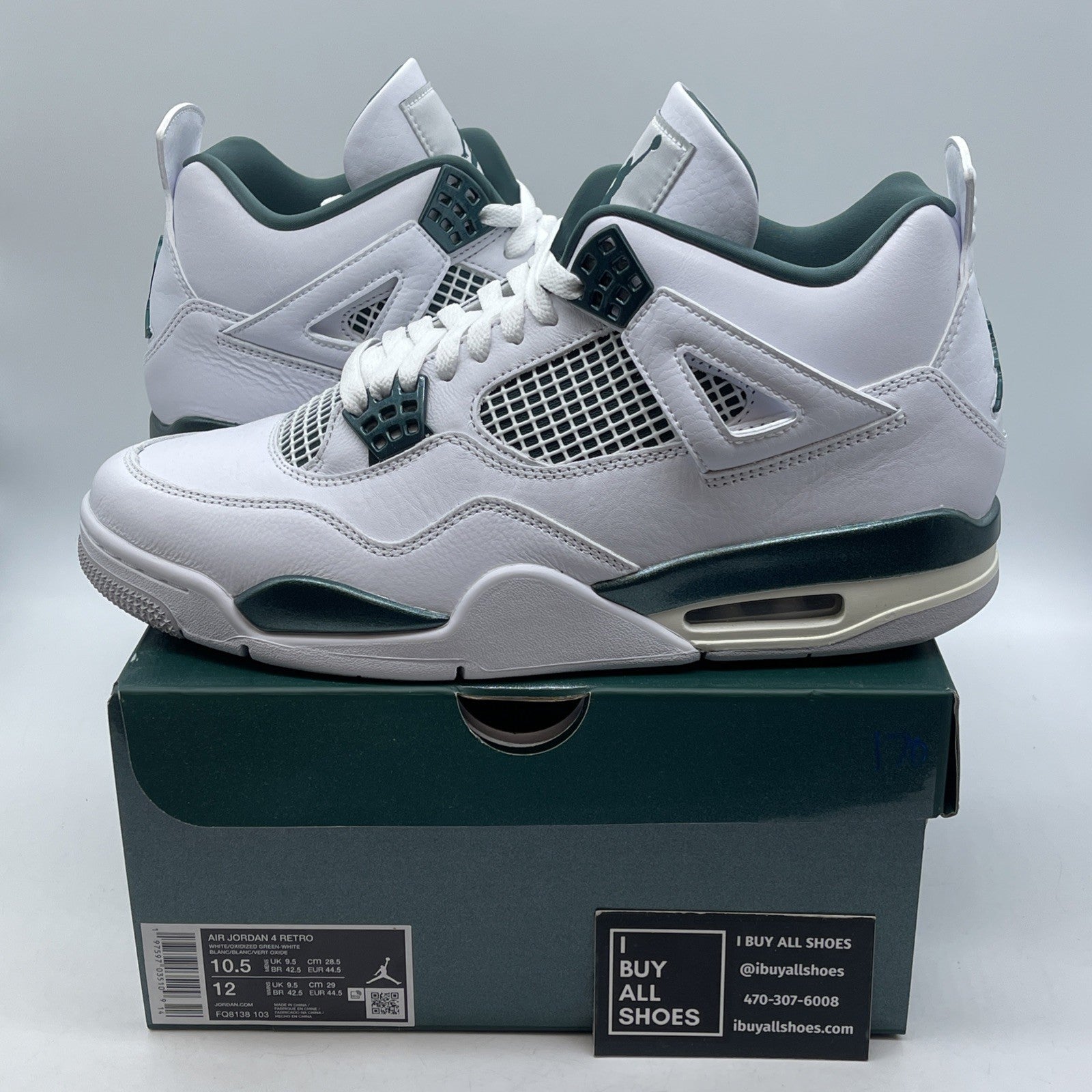 Size 10.5 - Air Jordan 4 Retro Oxidized Green White Leather (FQ8138-103)