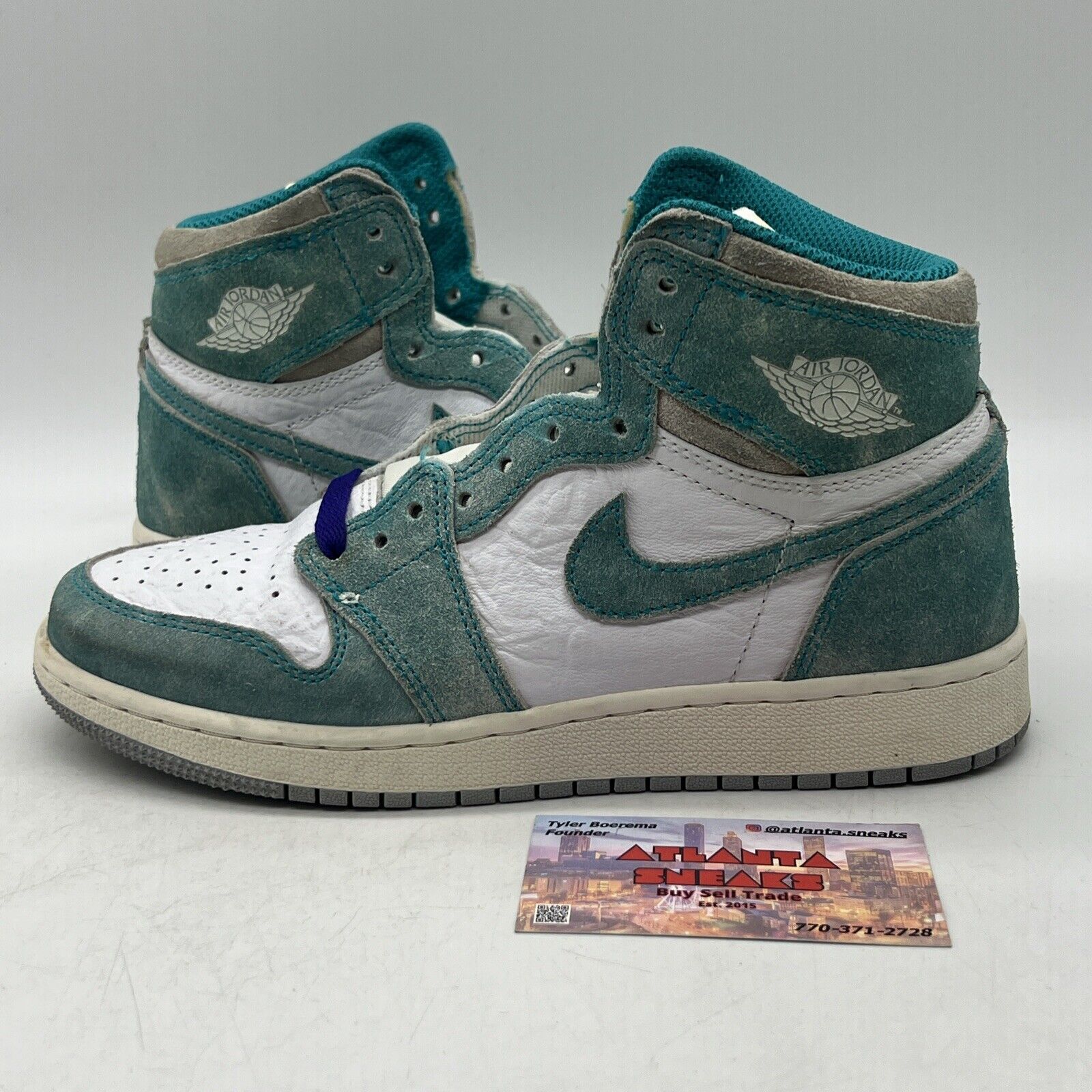 Size 5Y - Jordan 1 Retro OG High Turbo Green White Leather (575441-311)