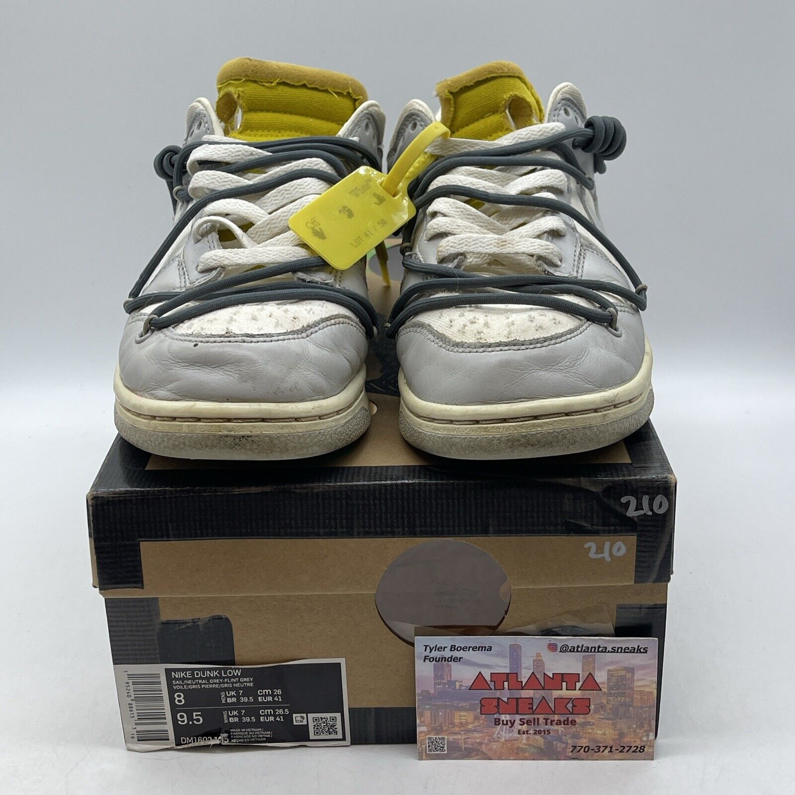 Size 8 - Nike Off-White x Dunk Low Lot 41 of 50 Grey White Suede (DM1602-105)