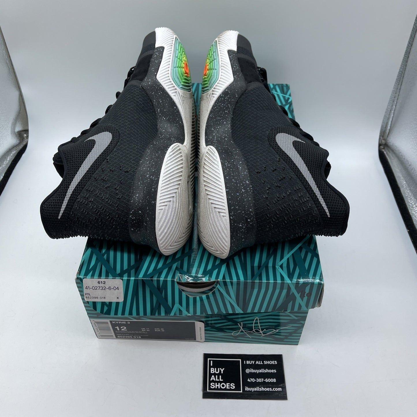 Size 12 - Nike Kyrie 3 Black Ice Grey Suede White Leather (852395-018)
