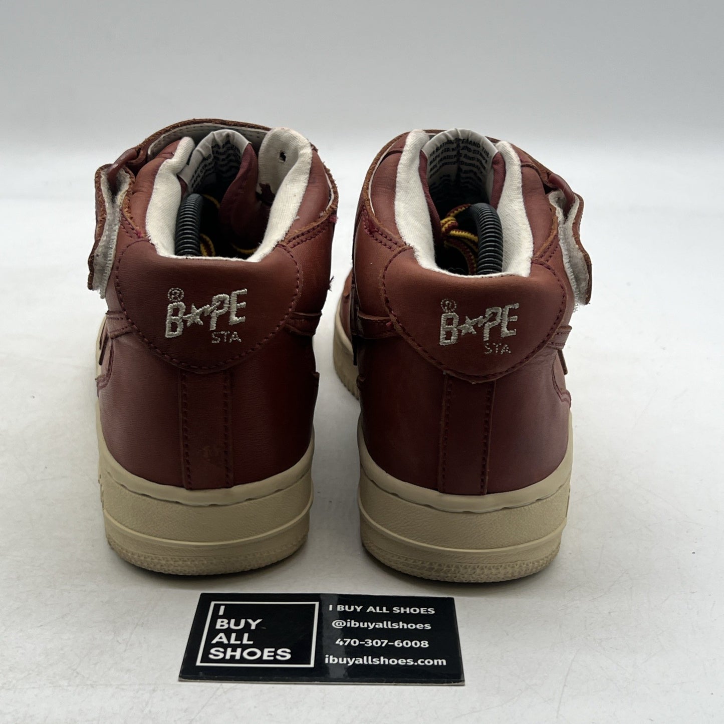 Size 10 - A Bathing Ape Bape Sta Low Brown Leather (FS-018 180) Bapesta Sneakers