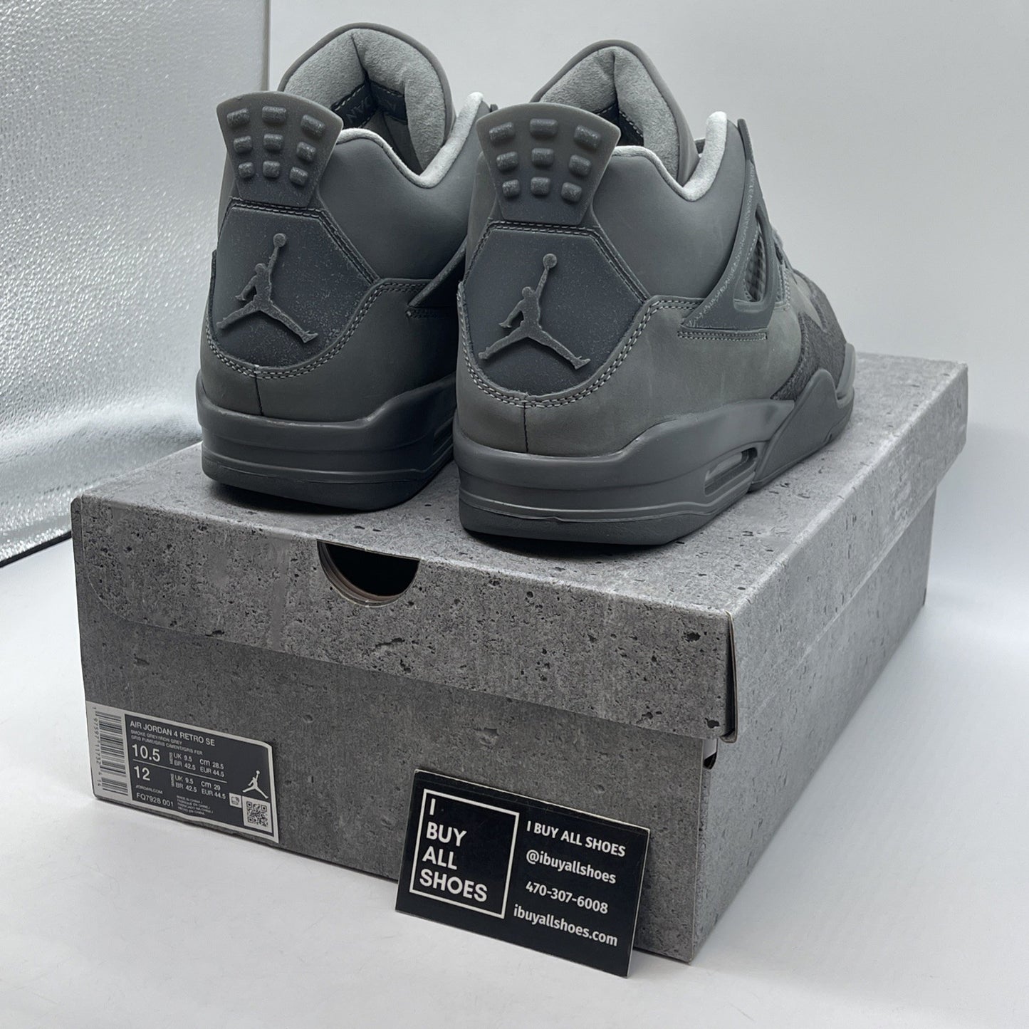 Size 10.5 - Air Jordan 4 Retro SE Wet Cement Grey Suede (FQ7928-001)