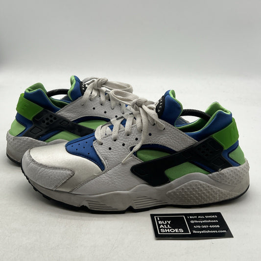 Size 11.5 - Nike Air Huarache Scream Green Blue White Suede Leather (318429-100)