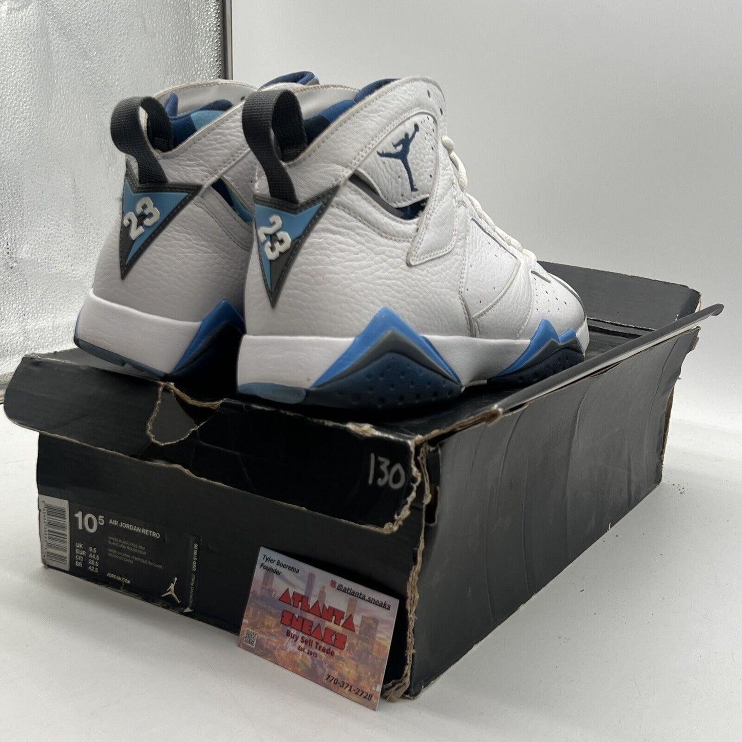Size 10.5 - Air Jordan 7 Retro 2015 French Blue White Leather (304775-107)