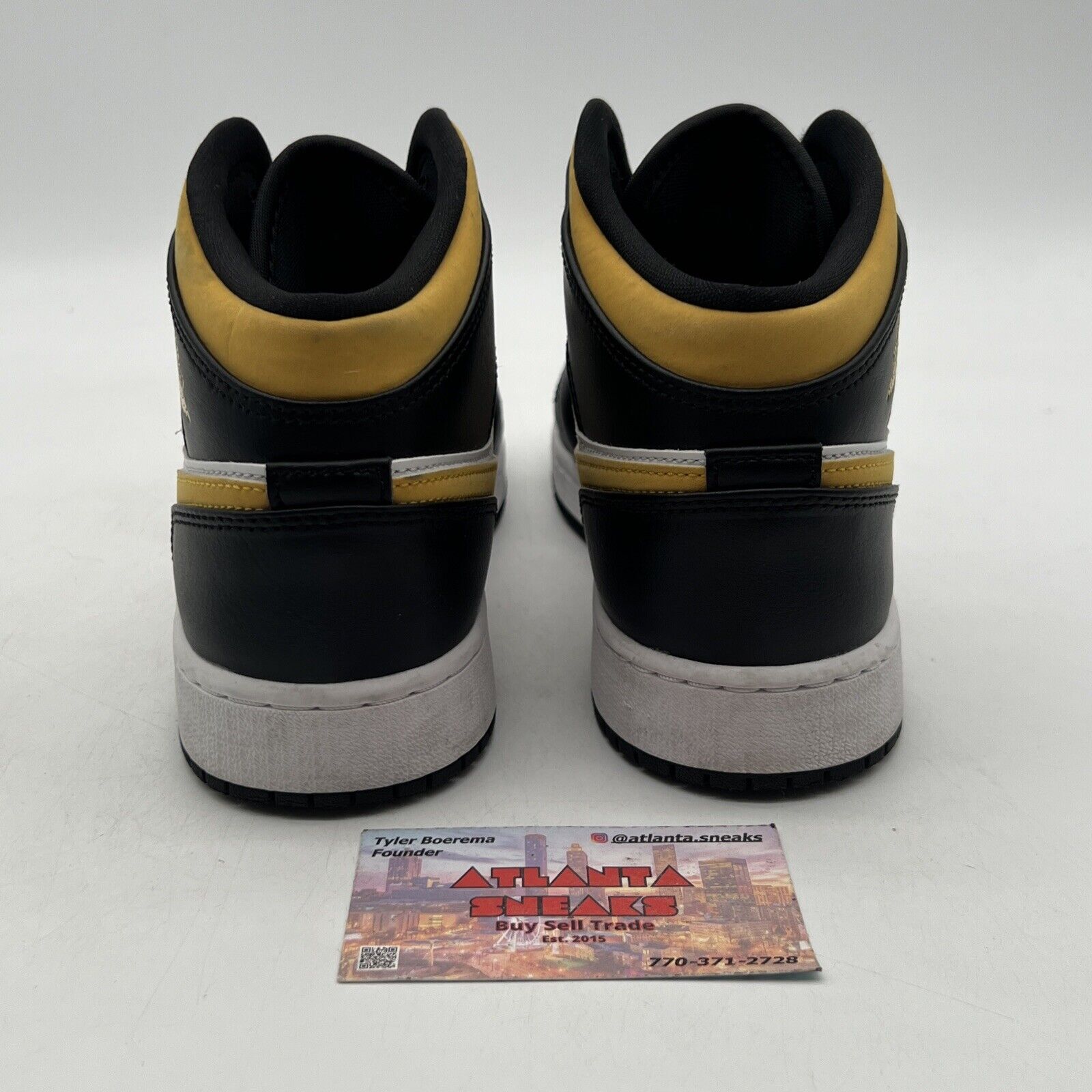 Size 7 - Air Jordan 1 Mid Black University Gold White Yellow Leather 554725-177