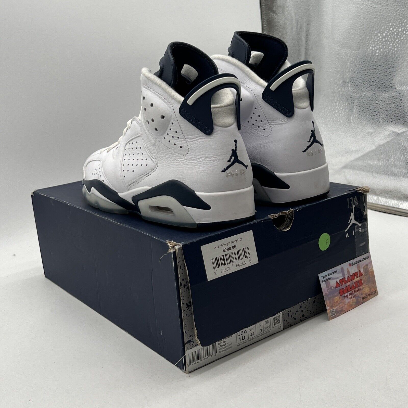 Size 10 - Jordan 6 Retro Midnight Navy White Leather (CT8529-141)