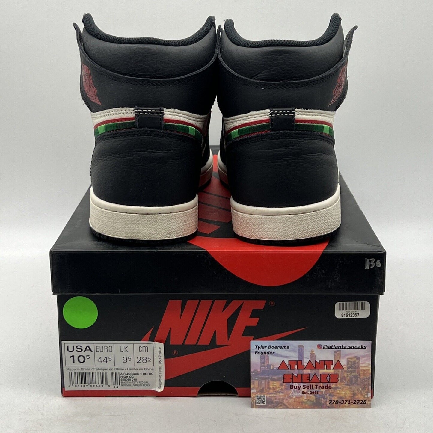 Size 10.5 - Air Jordan 1 Retro OG High A Star Is Born Black Red Green 555088-015