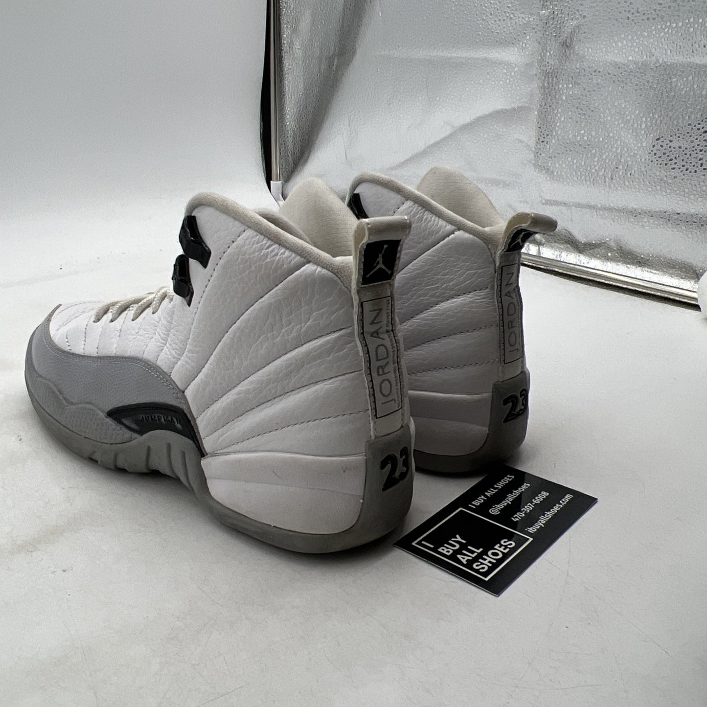 Size 5.5Y - Nike Air Jordan 12 Retro Wolf Grey White Black Leather (510815-108)