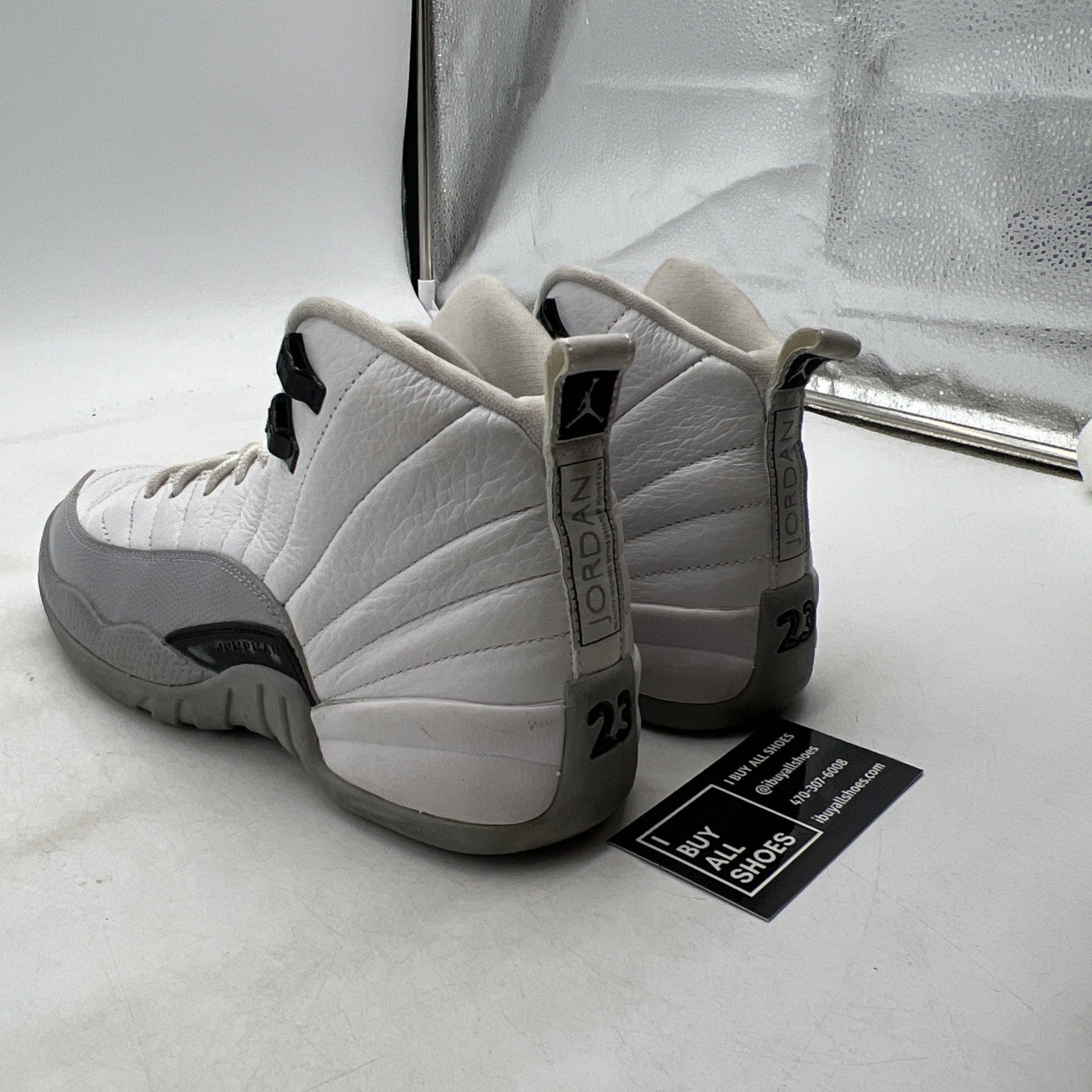 Size 5.5Y - Nike Air Jordan 12 Retro Wolf Grey White Black Leather (510815-108)