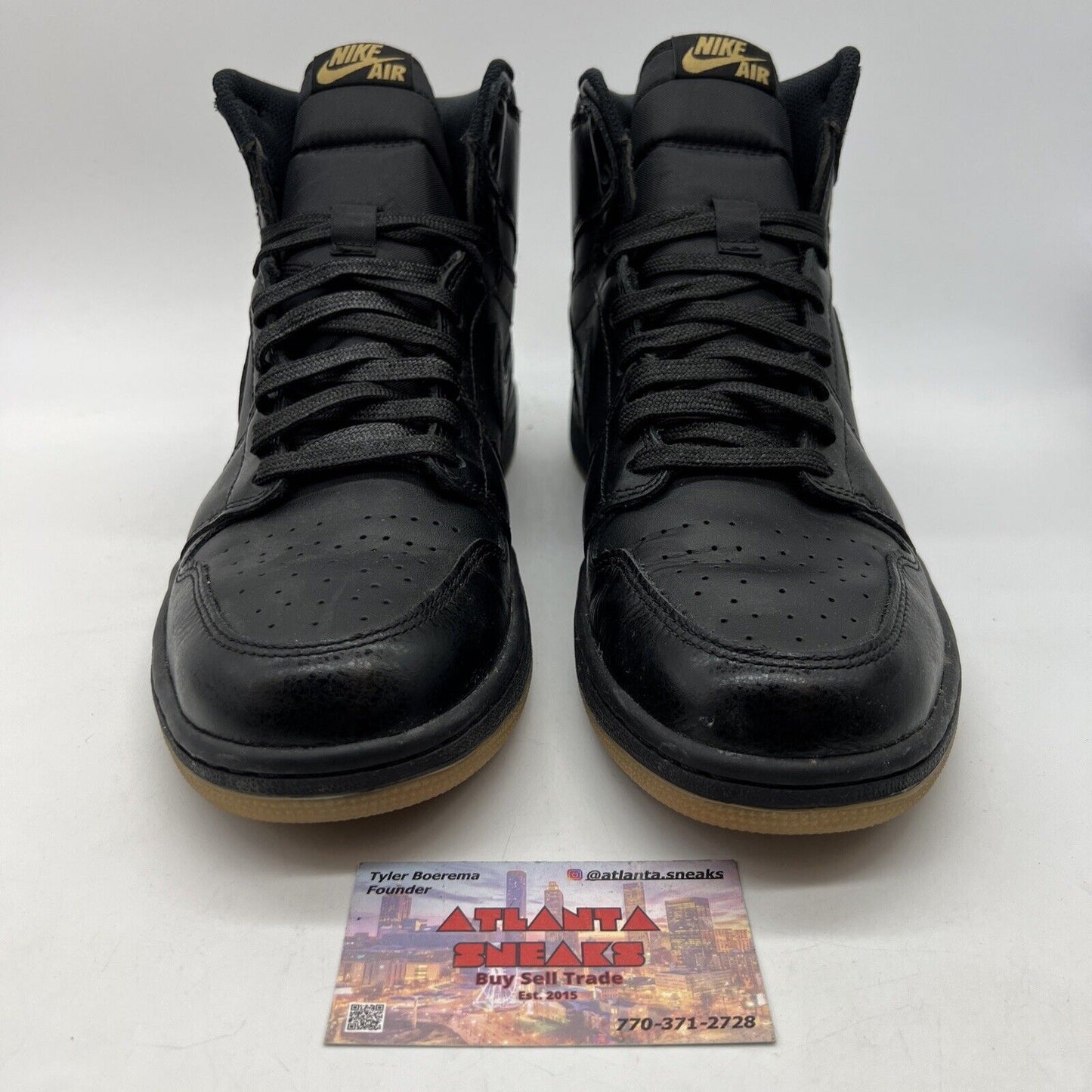 Size 11.5 - Air Jordan 1 Retro Gum Bottom Black Leather (555088-020)