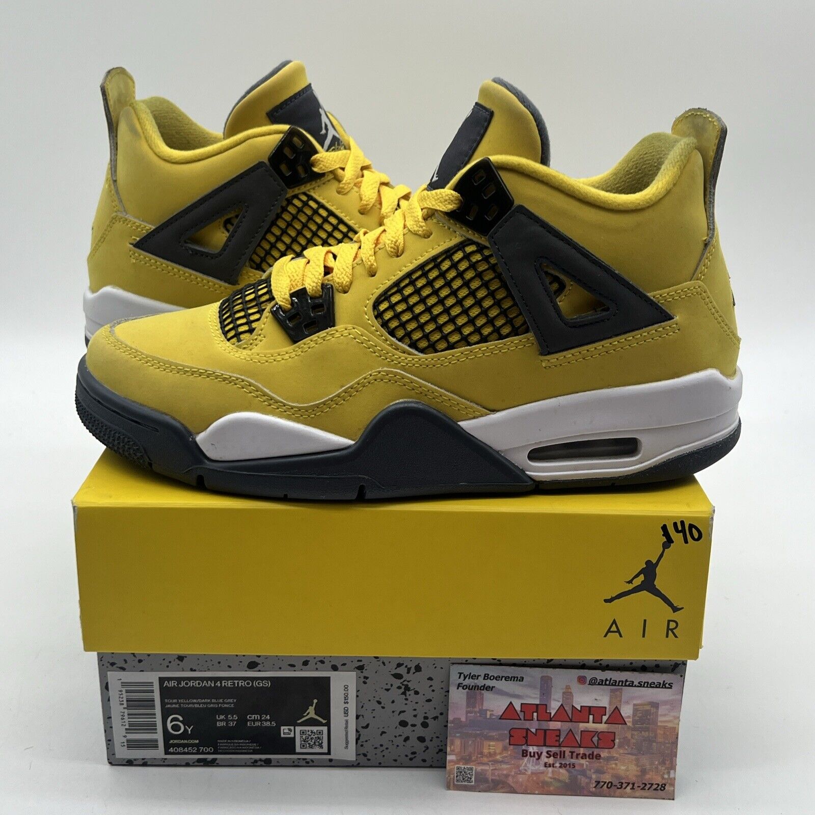 Size 6 - Jordan 4 Retro GS Tour Yellow 2021 - (408452-700) White Grey Suede