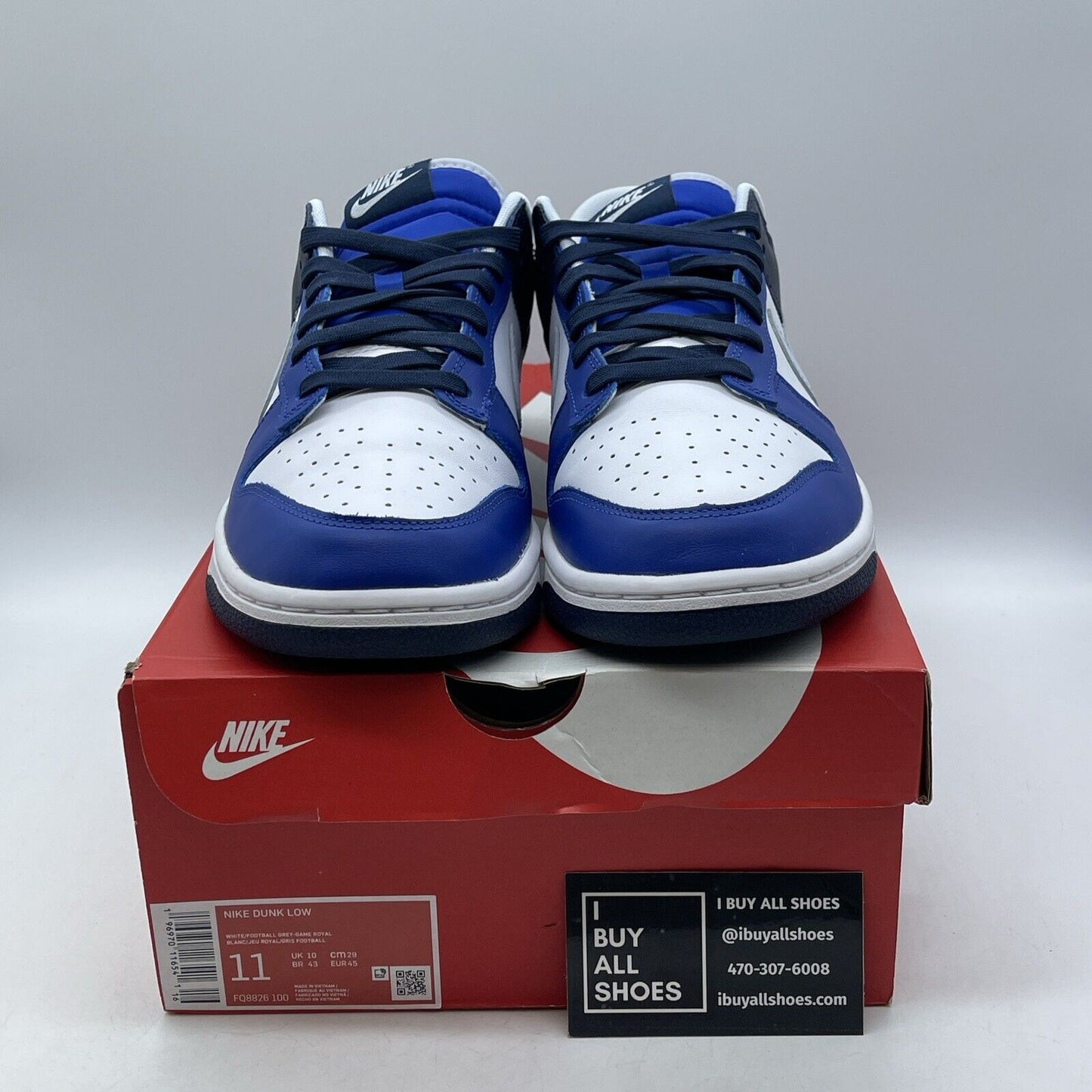 Size 11 - Nike Dunk Low Game Royal Navy Blue White Leather Suede (FQ826-100)