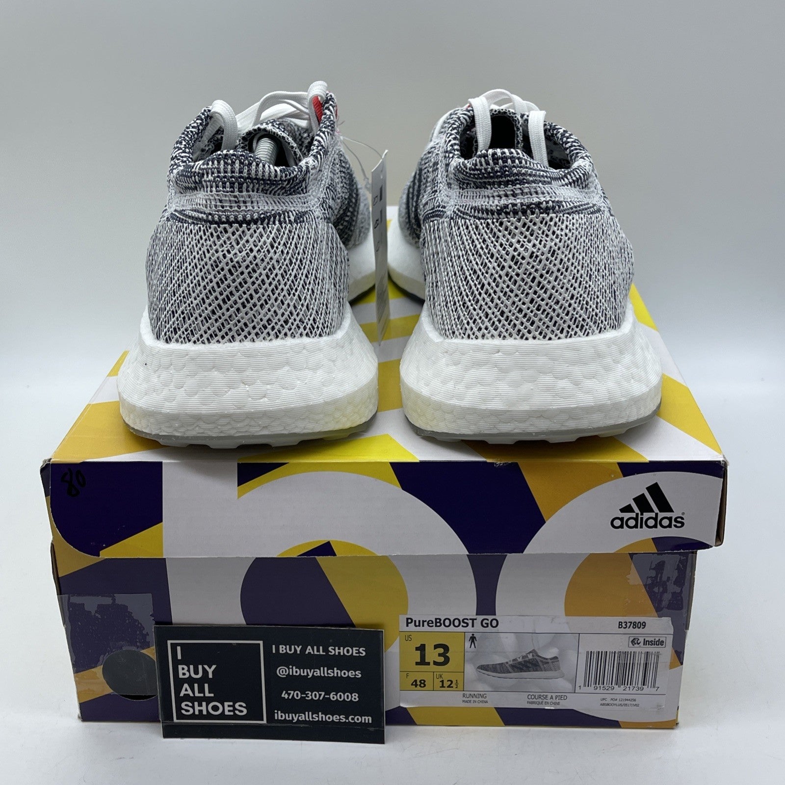 Size 13 - adidas PureBoost Go White Indigo Blue White Suede (B37809)