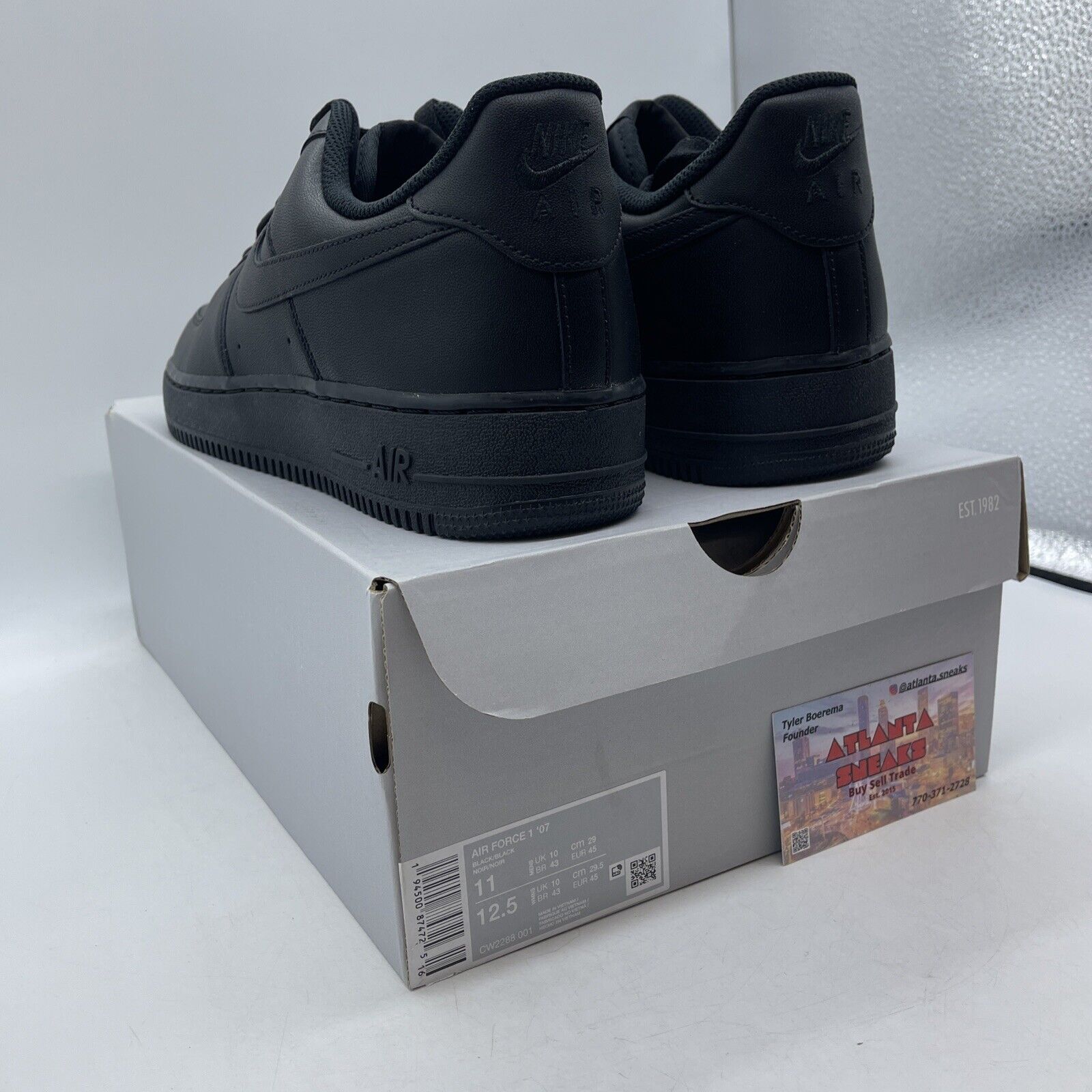 Size 11 - Nike Air Force 1 '07 Low Triple Black Silver Leather (CW2288-001)
