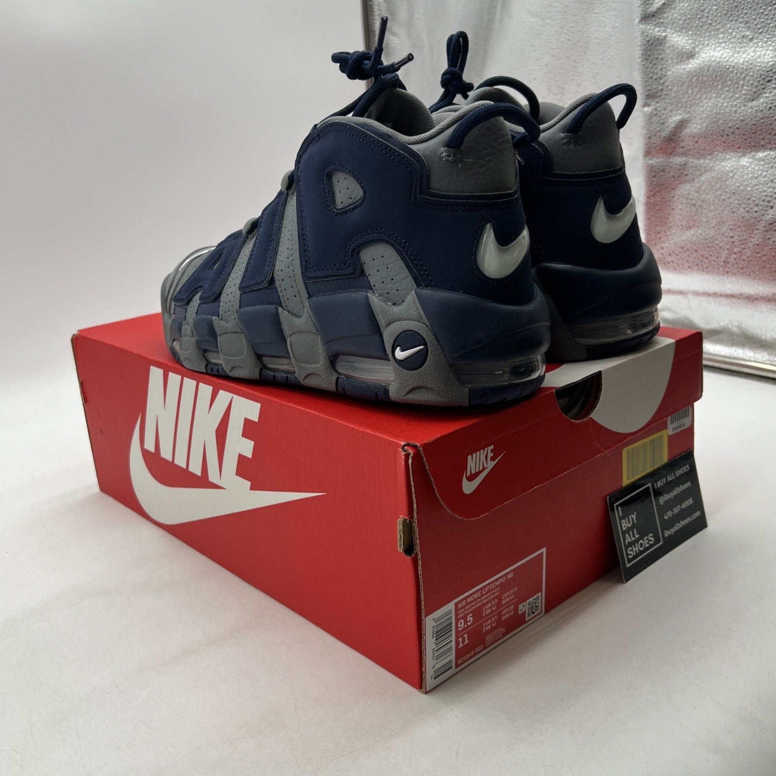Size 9.5 - Nike Air More Uptempo Georgetown (921948-003).