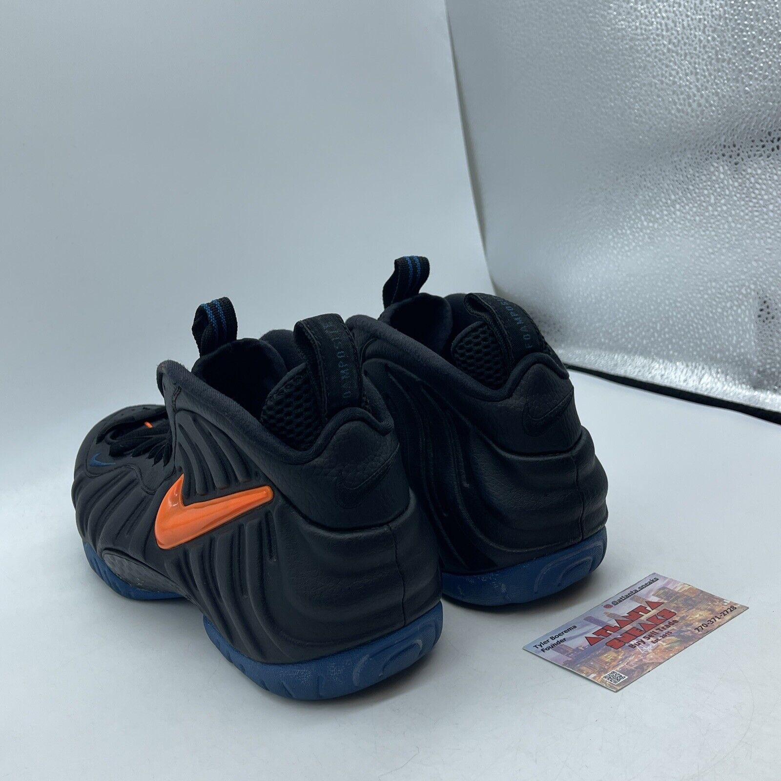 Size 8.5 - Nike Air Foamposite Pro Knicks Blue Black Orange (624041-010)