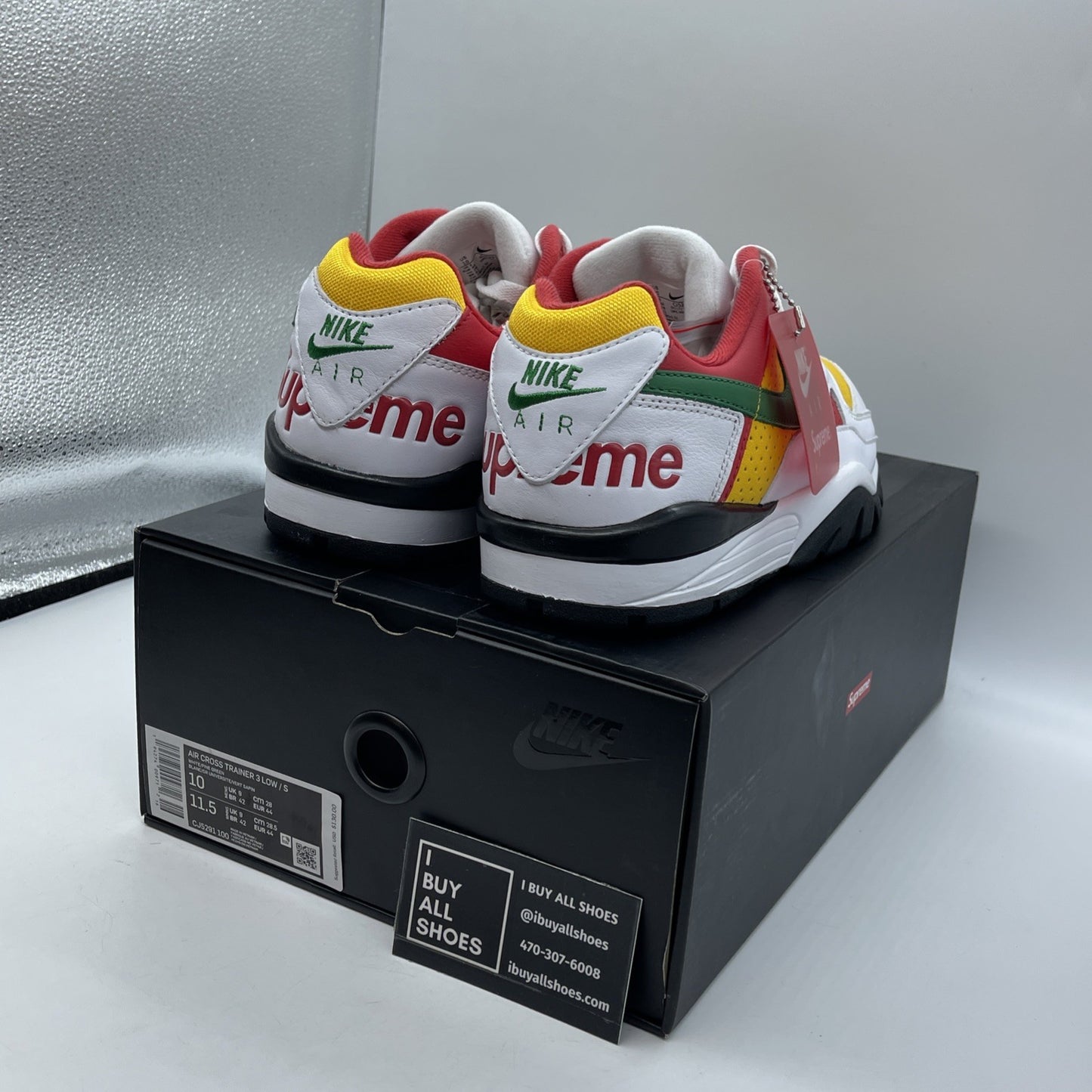 Size 10 - Nike Supreme x Air Cross Trainer 3 Low White University Gold