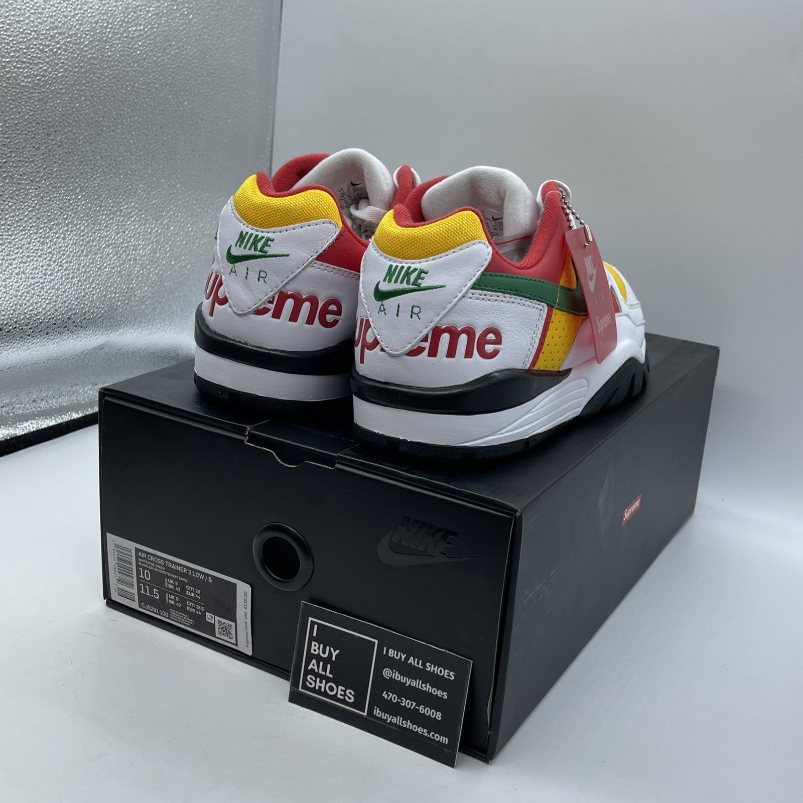 Size 10 - Nike Supreme x Air Cross Trainer 3 Low White University Gold