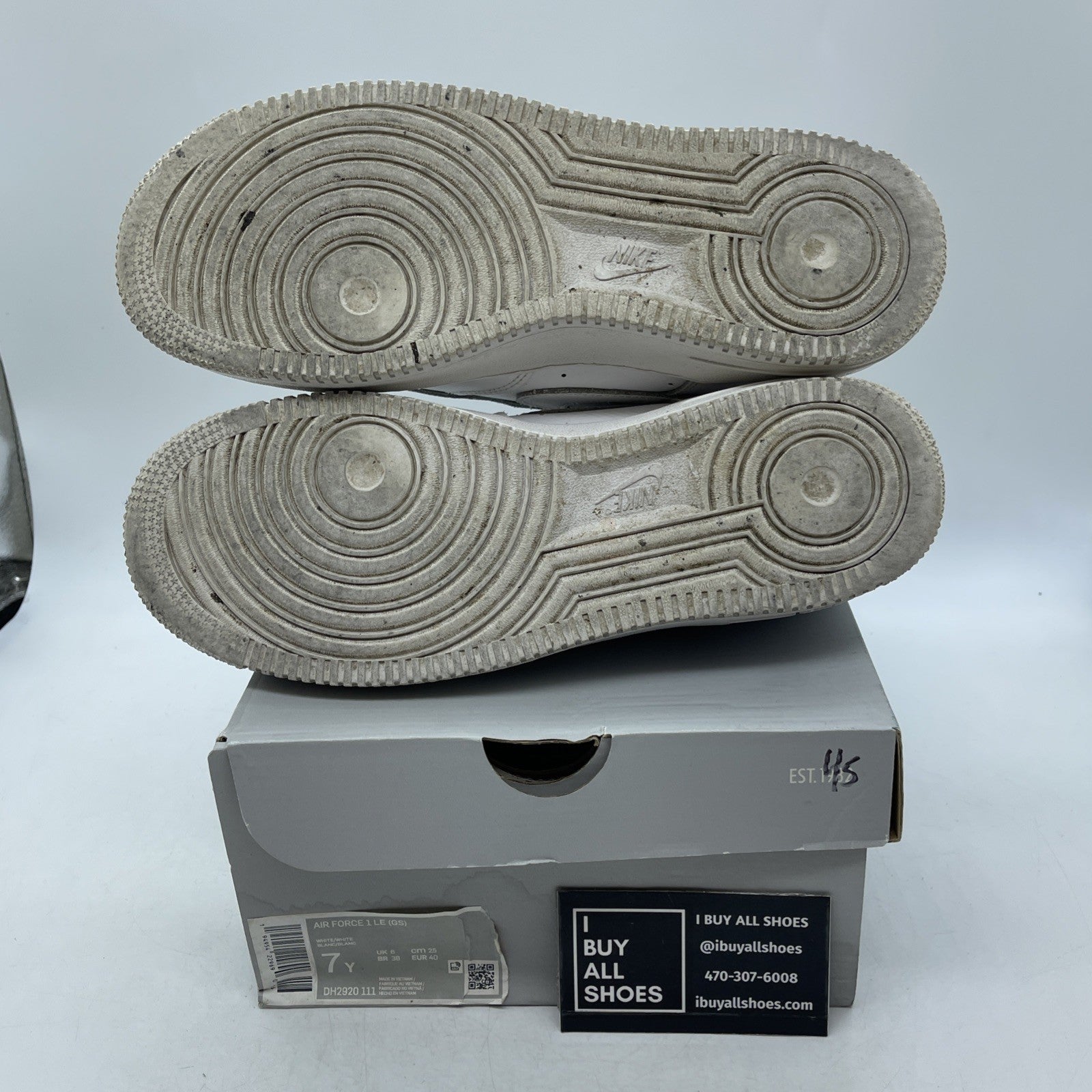 Size 7Y (GS) - Nike Air Force 1 LE Low Triple White (DH2920-111)