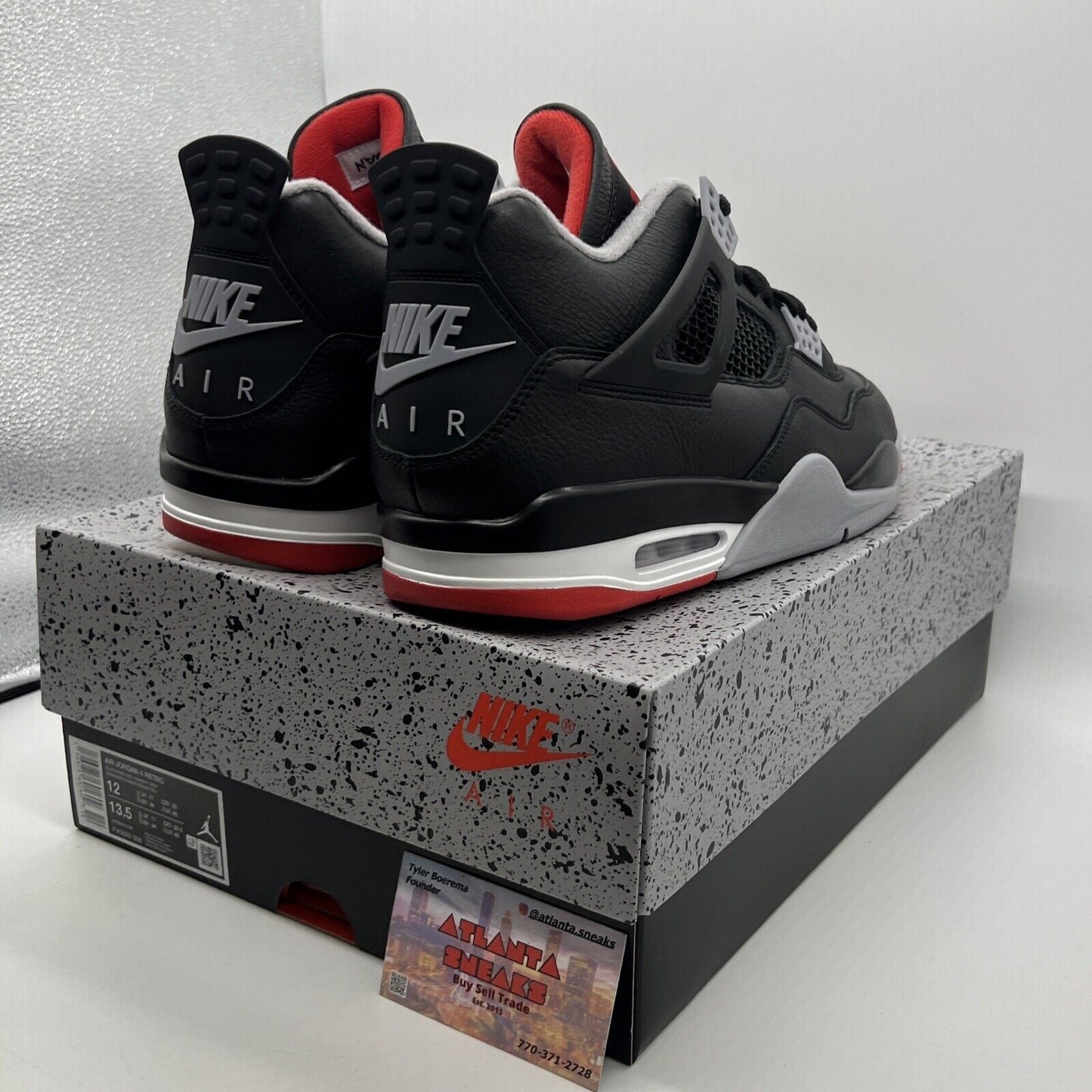 Size 12 - Air Jordan 4 Retro Bred Reimagined Black White Grey Leather FV5029-006
