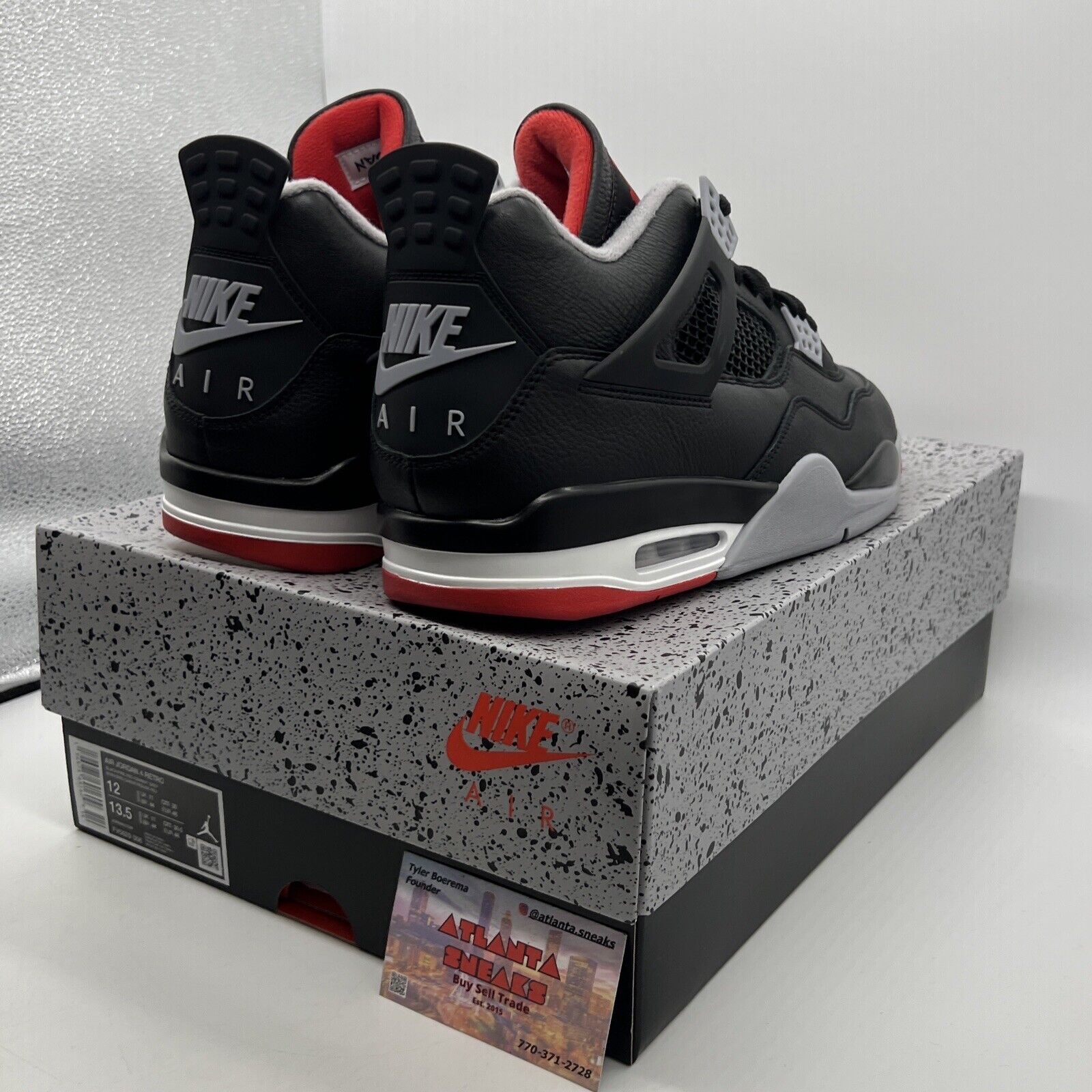 Size 12 - Air Jordan 4 Retro Bred Reimagined Black White Grey Leather FV5029-006