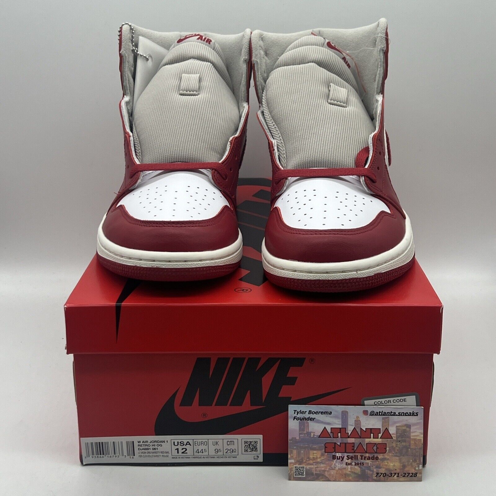 Size 12 - Jordan 1 High Varsity Red Wmns Brand New Og All White