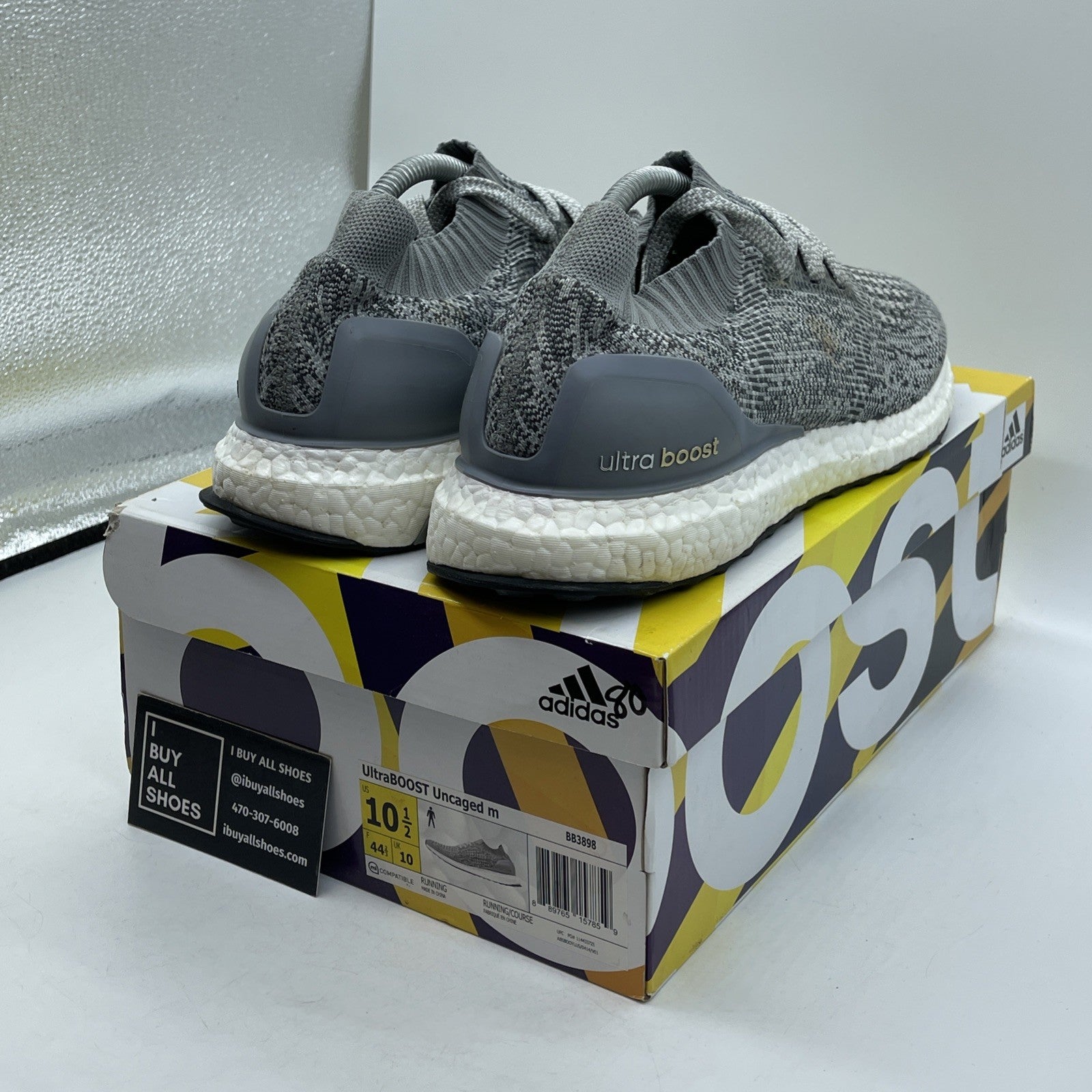 Size 10.5 - adidas UltraBoost Uncaged Grey White Suede (BB3898)