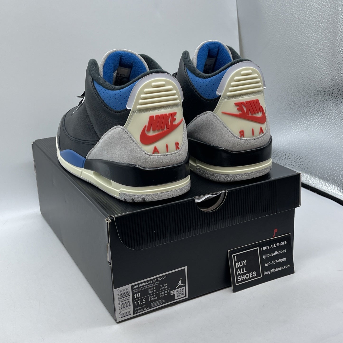 Size 10 - Air Jordan 3 Retro OG Rare Air Black Suede Leather (IB8967-004)