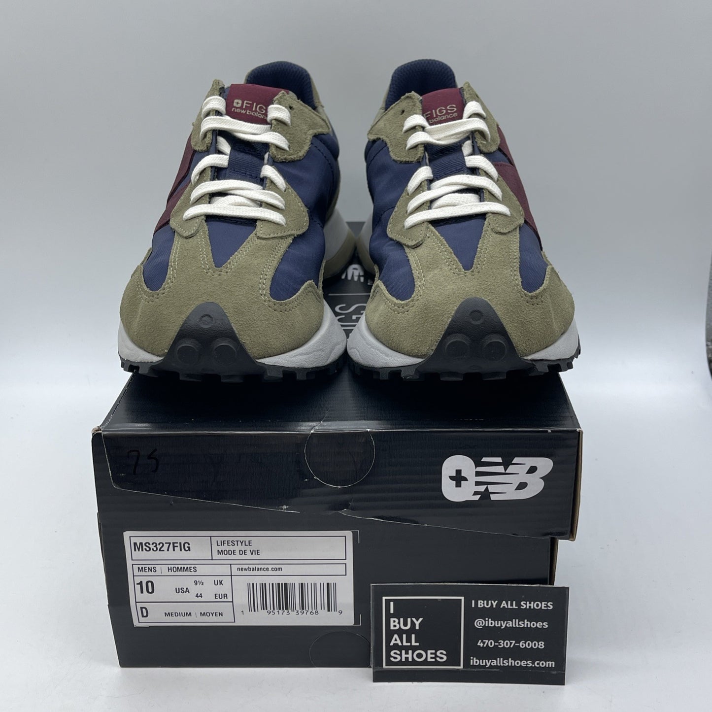 Size 10 - New Balance FIGS x 327 Olive Blue Suede (MS327FIG)