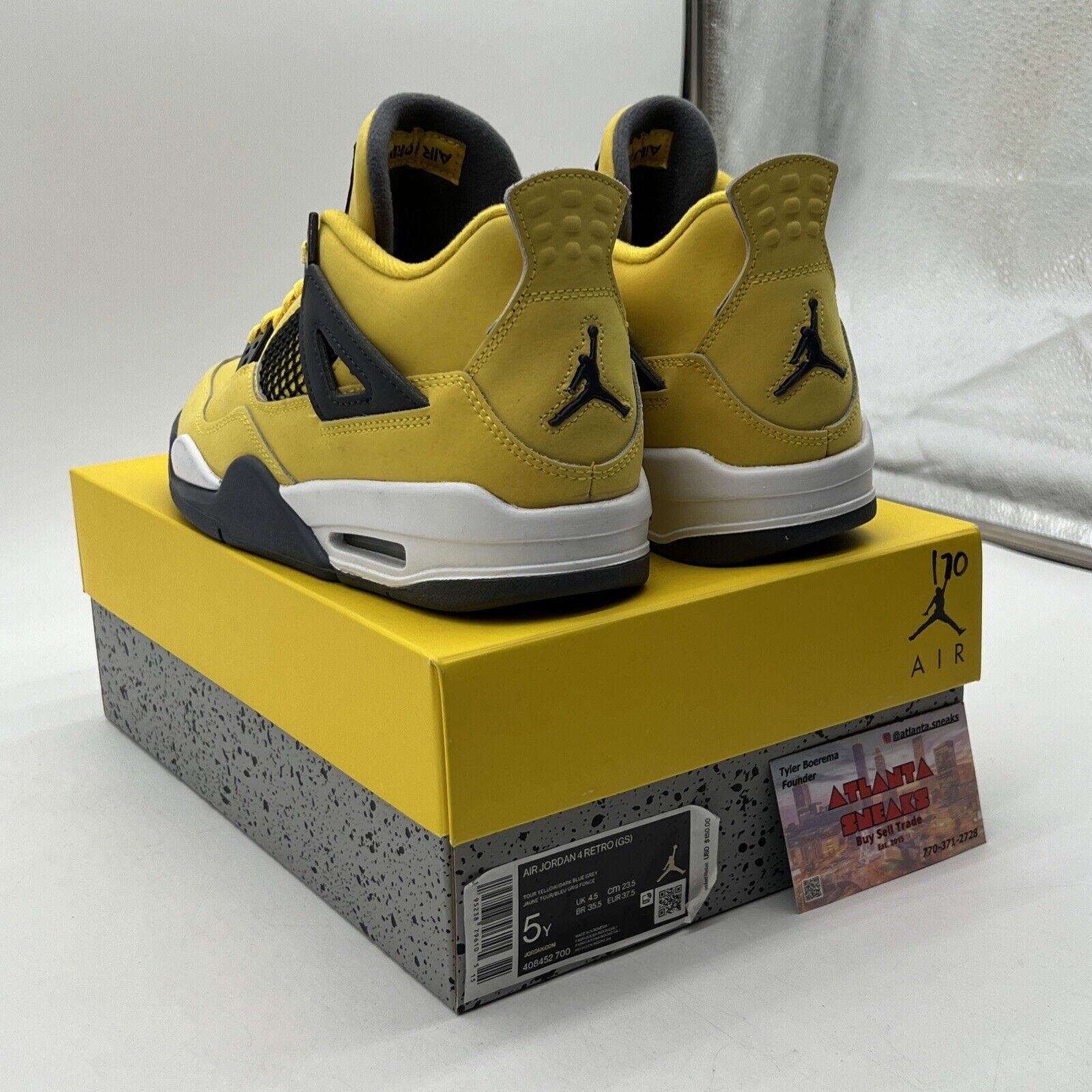 Size 5 - Jordan 4 Retro GS Tour Yellow 2021 - Suede Grey  (408452-700)