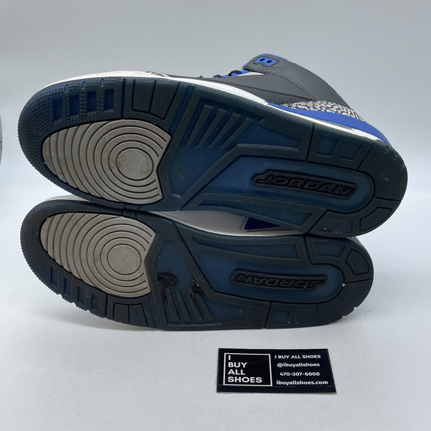 Size 9.5 - Air Jordan 3 Retro Sport Blue Black Grey Suede Leather (136064-007)