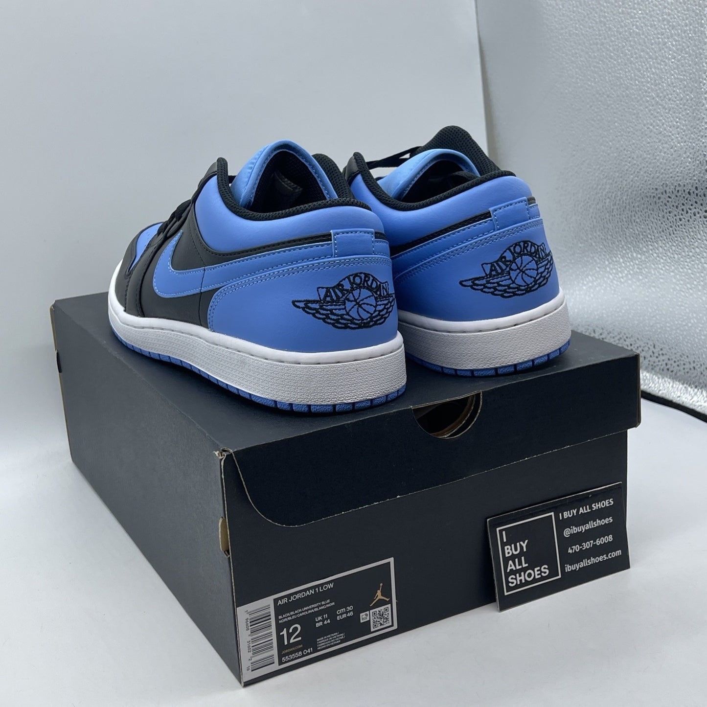 Size 12 - Air Jordan 1 Low University Blue Black Leather (553558-041)