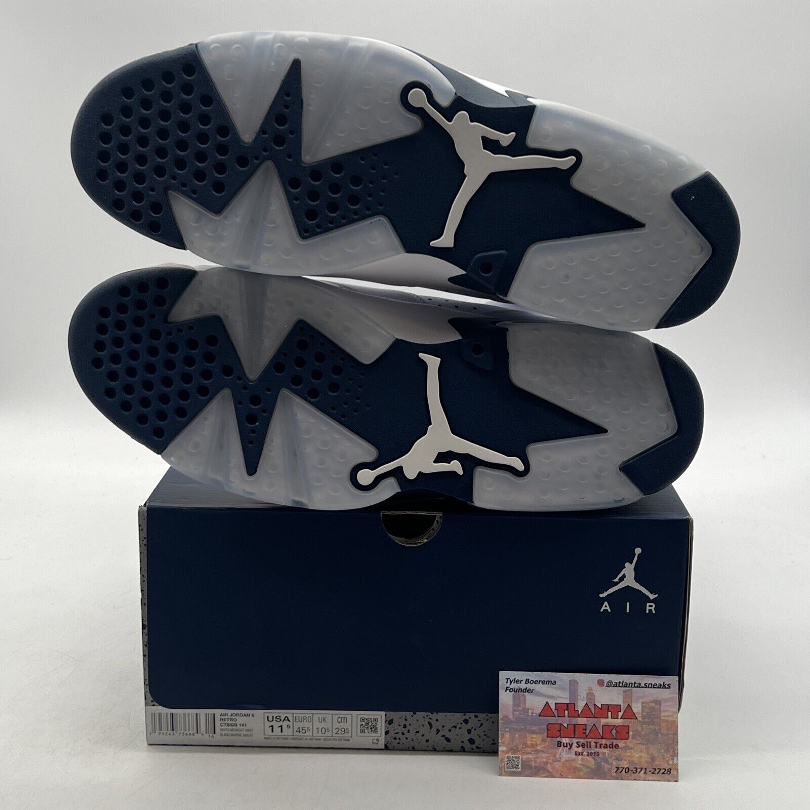 Size 11.5 - Jordan 6 Retro Midnight Navy White Leather (CT8529-141)